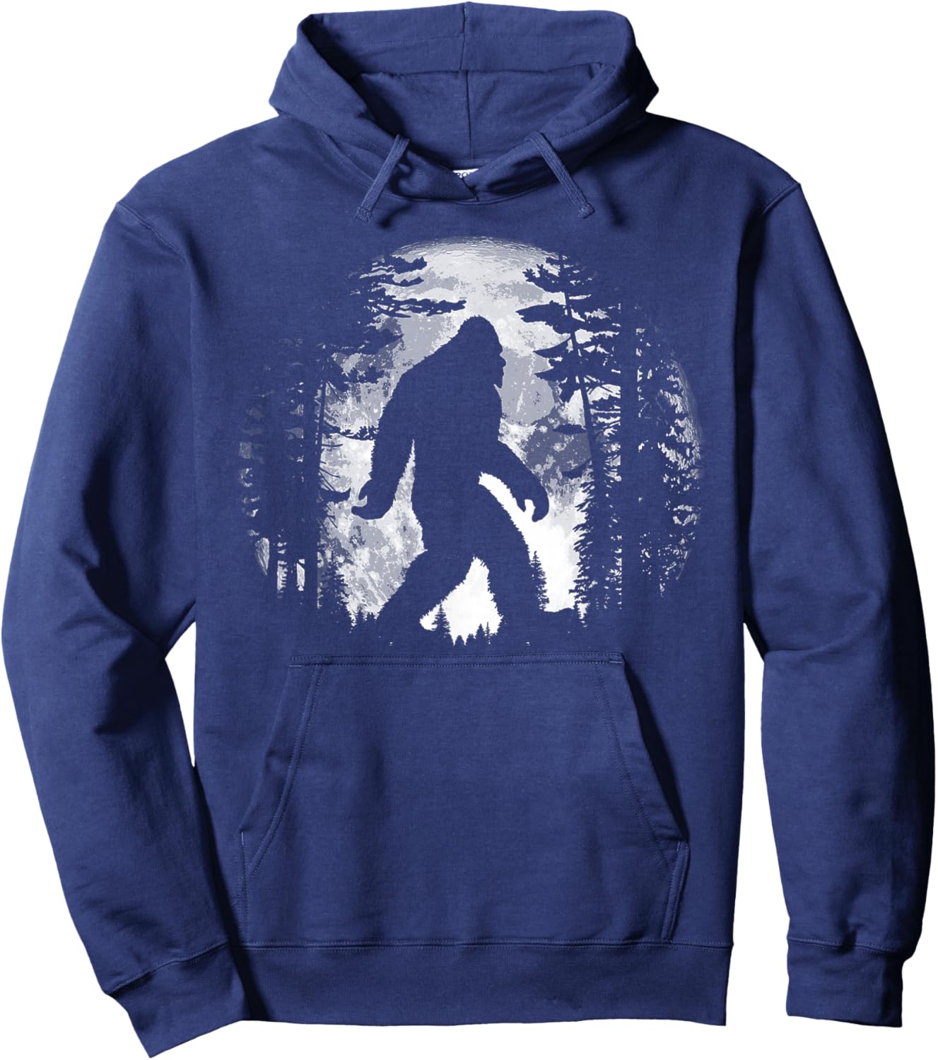 Bigfoot Night Stroll Cool Full Moon & Tree Tunnel Sasquatch Hoodie - Hoodie | Navy
