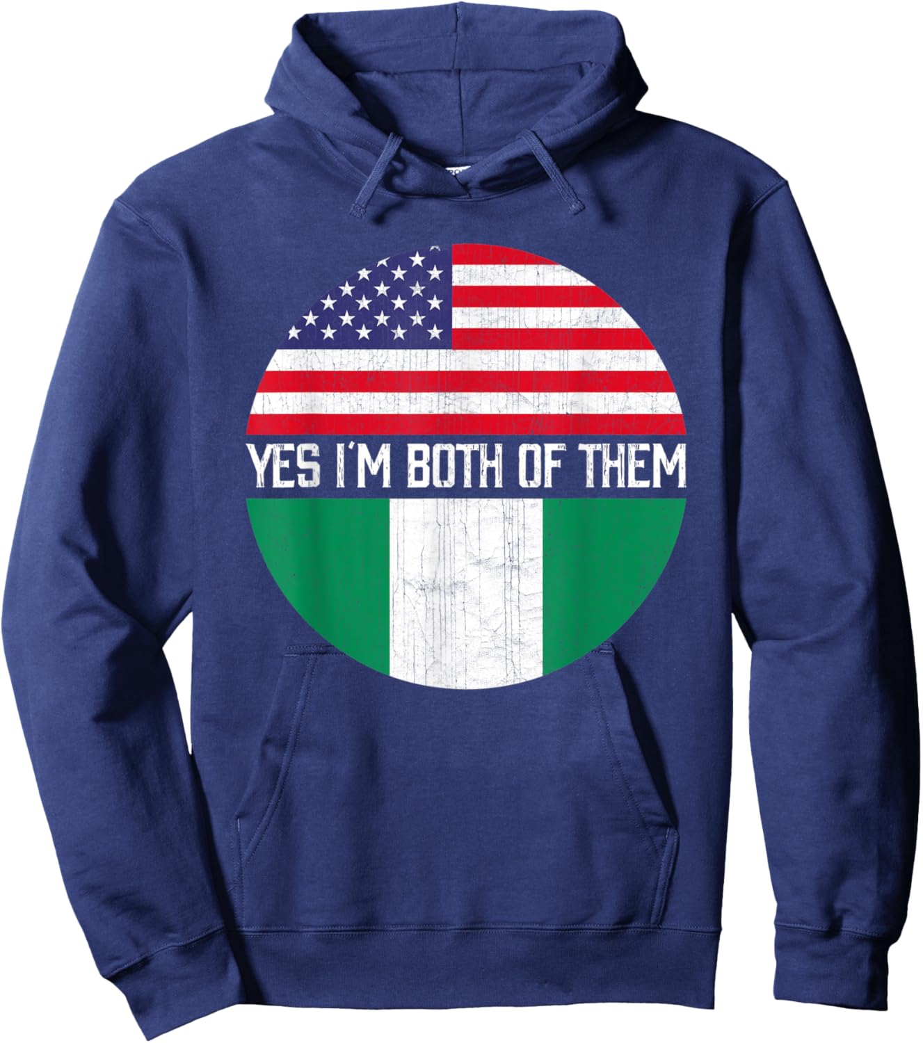 Half American Half Nigerian USA Flag Family Heritage Women Kids Men Hoodie - Hoodie | Navy