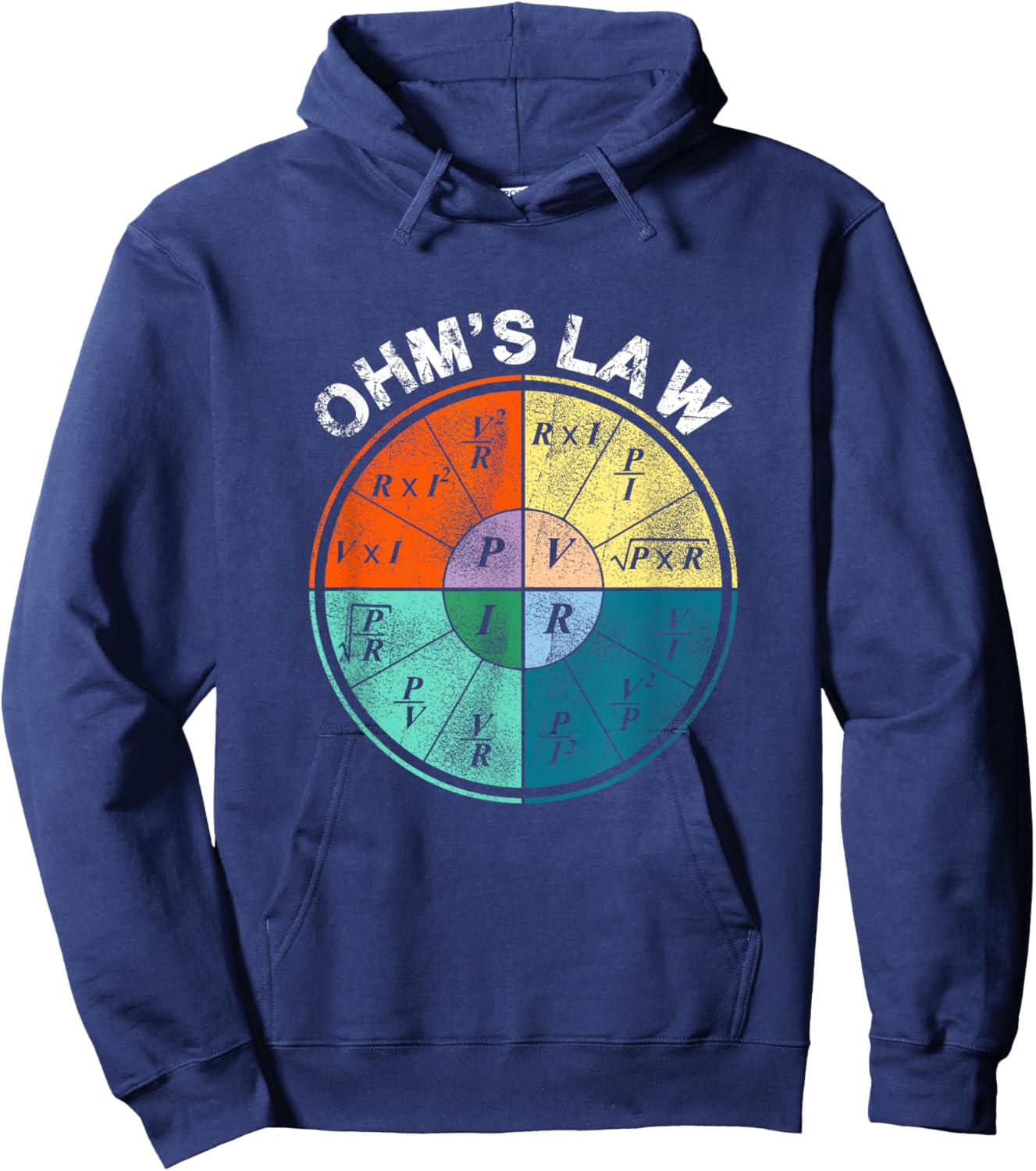Ohm's Law Current Resistance Power Voltage Pie Chart Design Hoodie - Hoodie | Navy