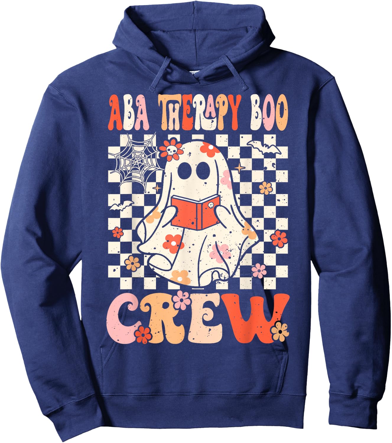 Groovy Boo ABA Therapy Crew Ghost Women Halloween Hoodie - Hoodie | Navy