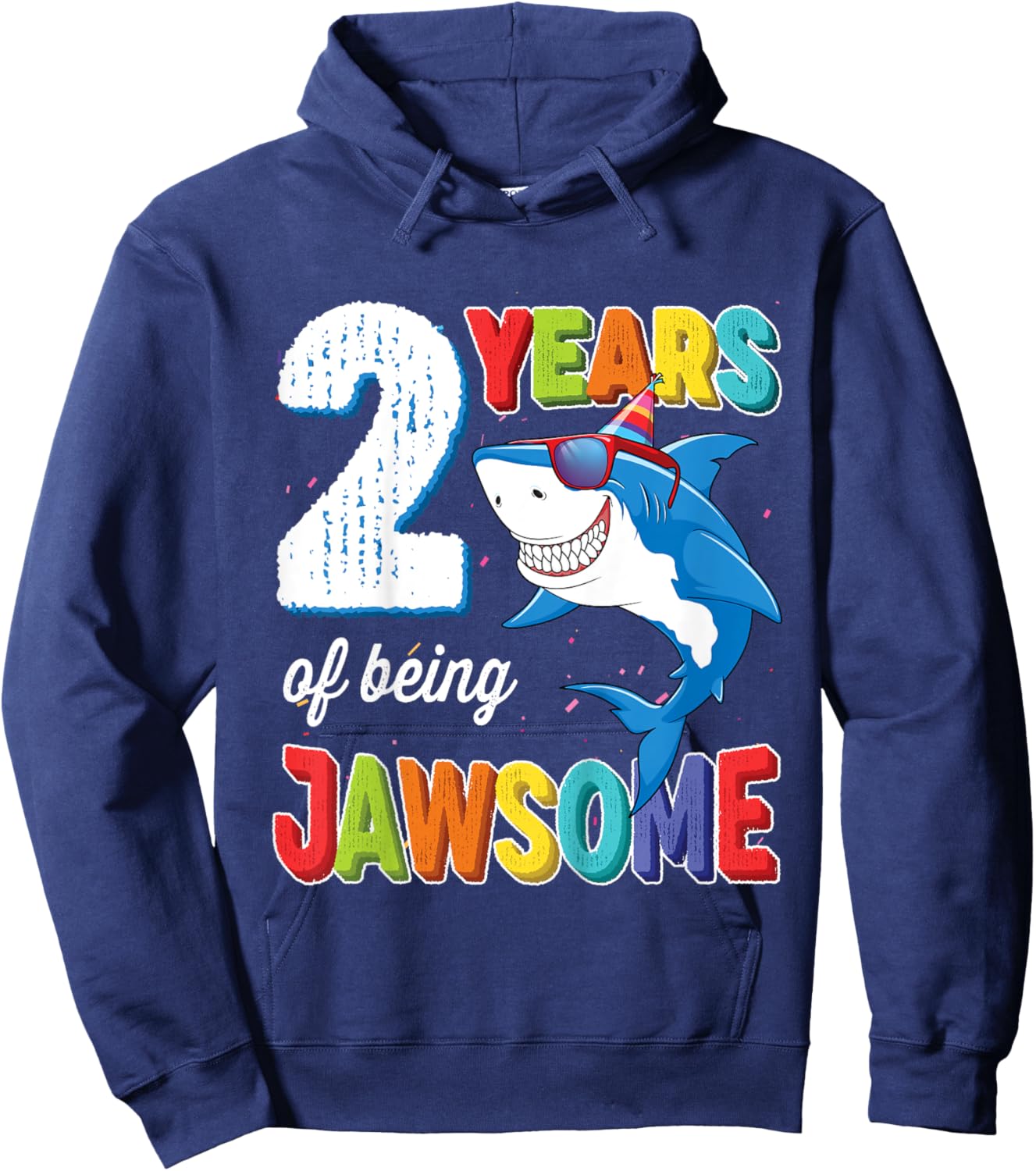 2 Year Old Shirt Toddlers Kids JawSome Shark 2nd Birthday Hoodie - Hoodie | Navy