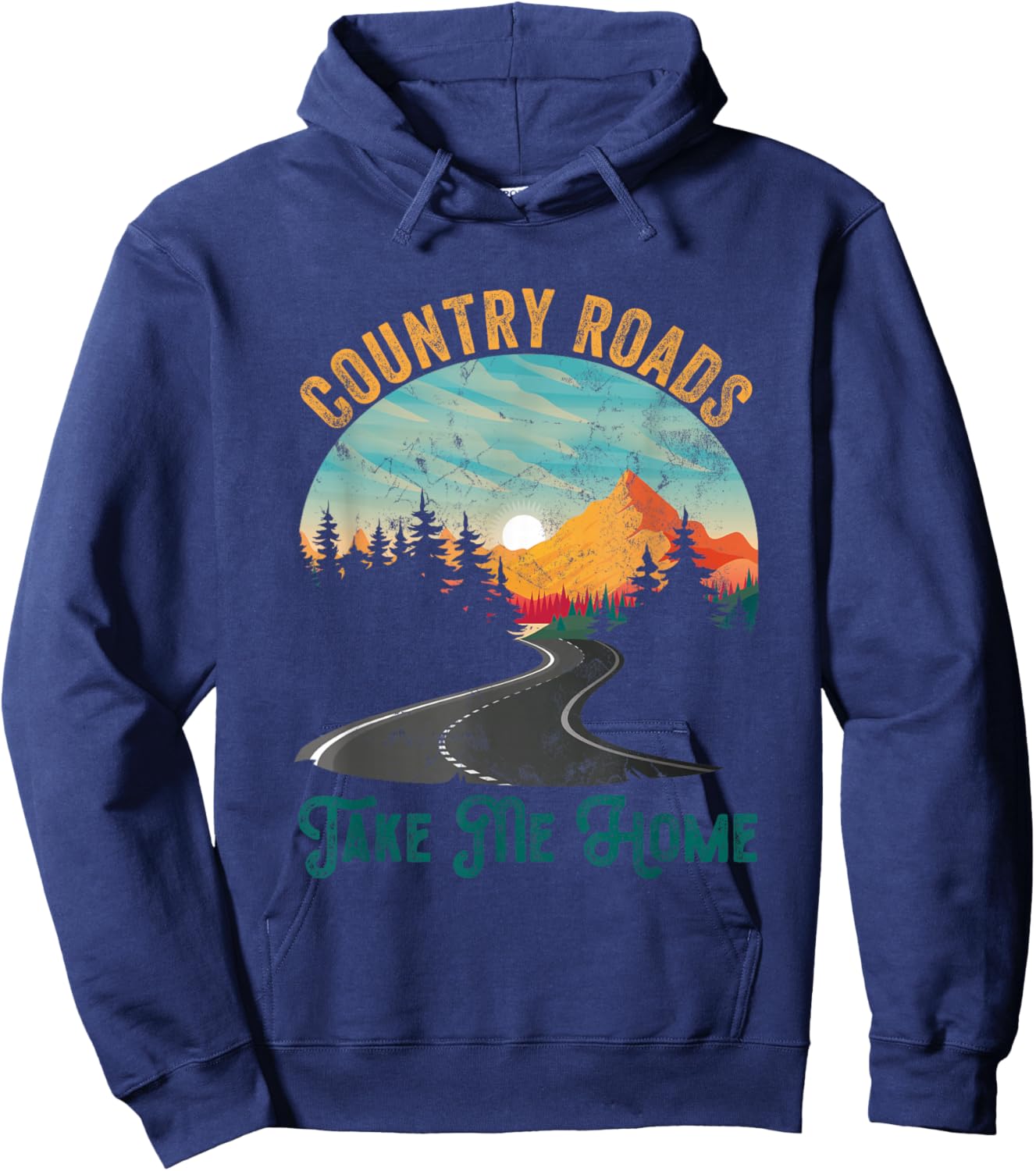 Vintage Retro Country Roads Take Me My Home Hoodie - Hoodie | Navy