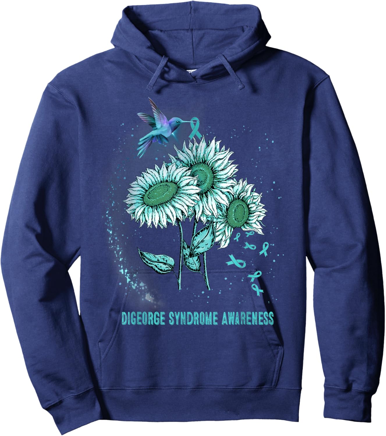 Hummingbird Sunflower DiGeorge Syndrome Awareness Hoodie - Hoodie | Navy