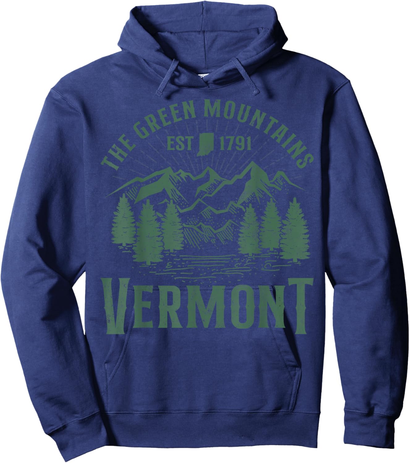 Green Mountains Vermont Family Vacation Hiking Vintage Hoodie - Hoodie | Navy