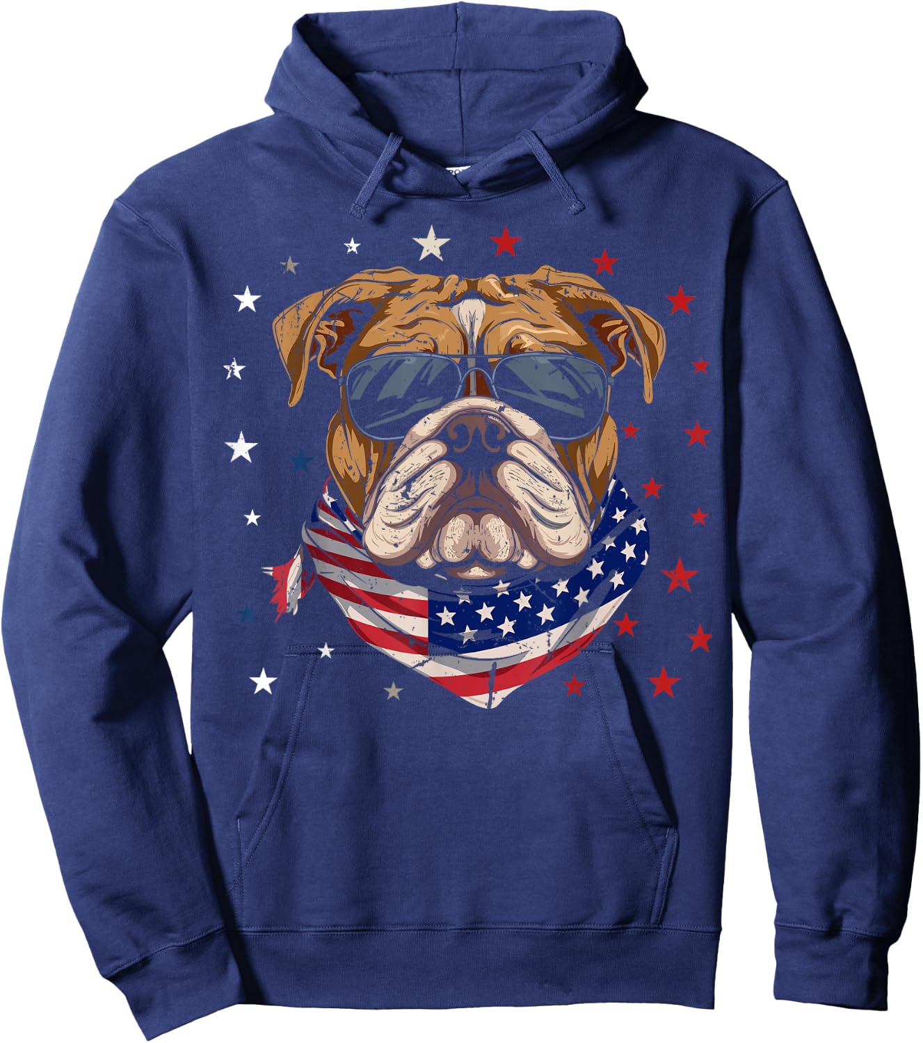 Patriotic American Bulldog USA Flag Dog 4th Of July Women Kids Men Hoodie - Hoodie | Navy