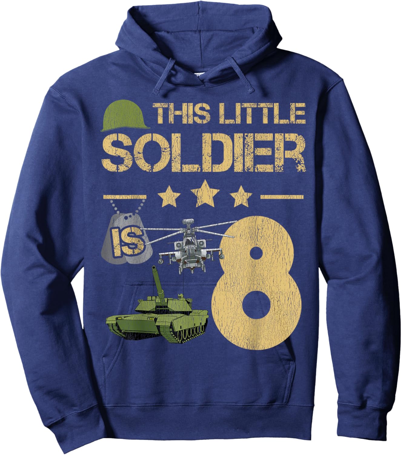 8 Year Old Soldier Birthday Boy 8th Birthday Kids Army Camo Hoodie - Hoodie | Navy