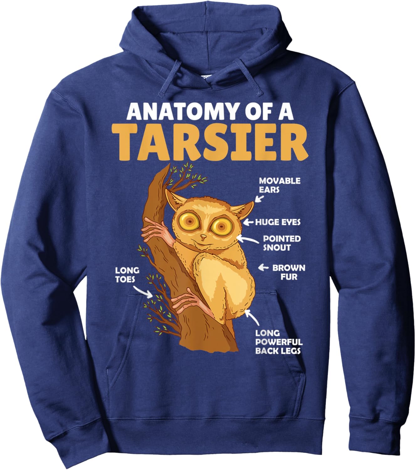 Cute Tarsier Anatomy Of A Tarsier Explanation Hoodie - Hoodie | Navy