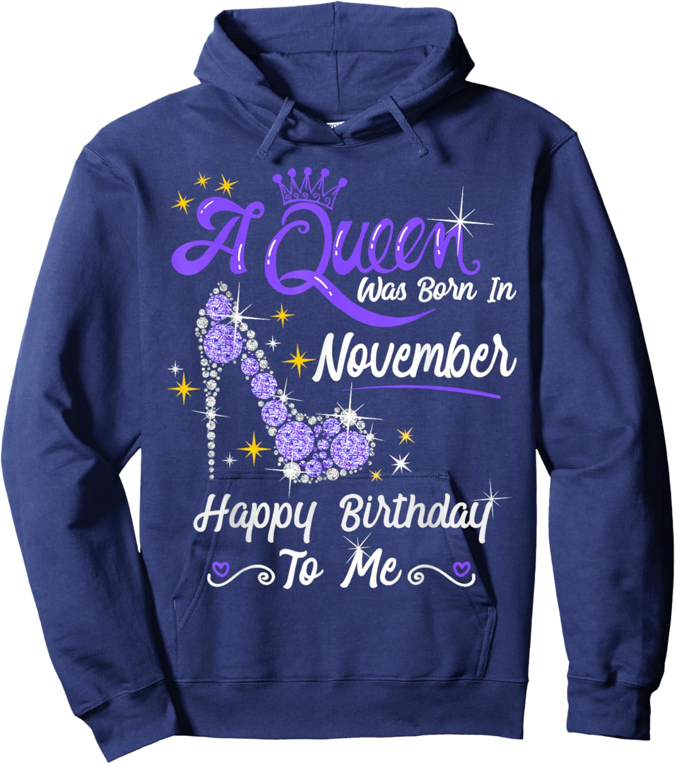 A Queen was Born in November Queen Birthday Shirt Hoodie - Hoodie | Navy
