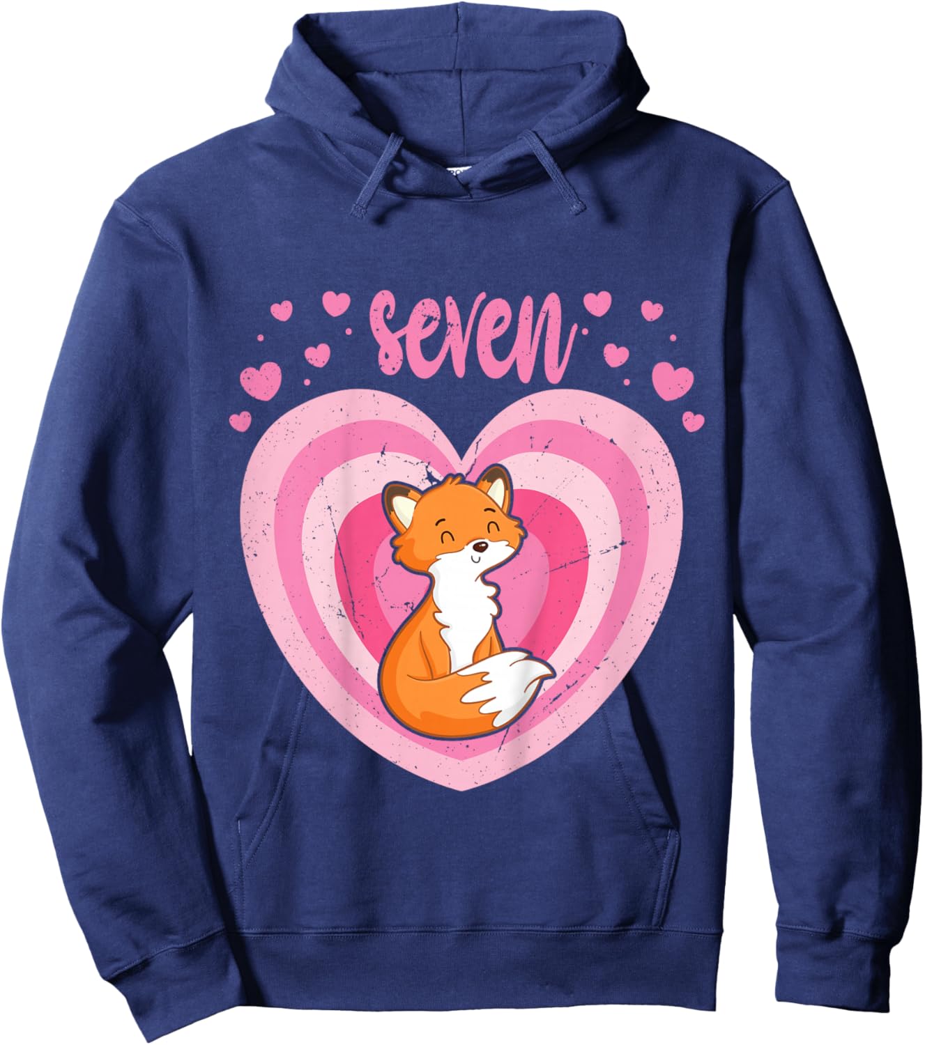 7 Year Old Cute Fox Birthday Girl 7th B-day Hoodie - Hoodie | Navy