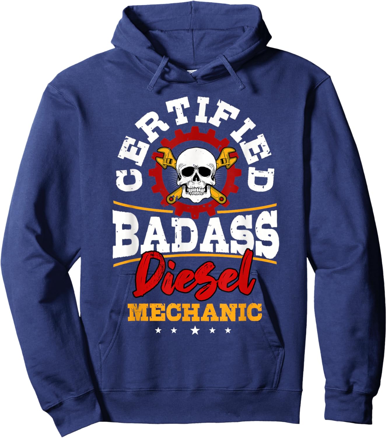 Diesel Mechanic Gifts Certified Bad Ass Diesel Mechanic Hoodie - Hoodie | Navy