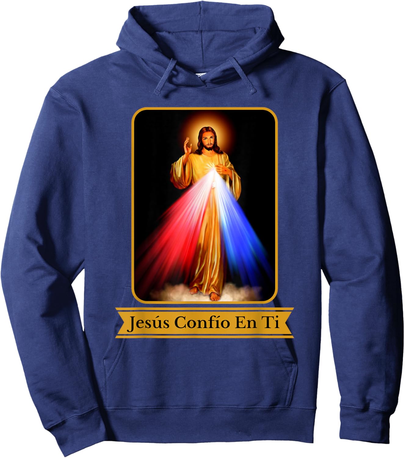 Jesús Confío En Ti Divine Mercy Spanish Language Catholic Hoodie - Hoodie | Navy