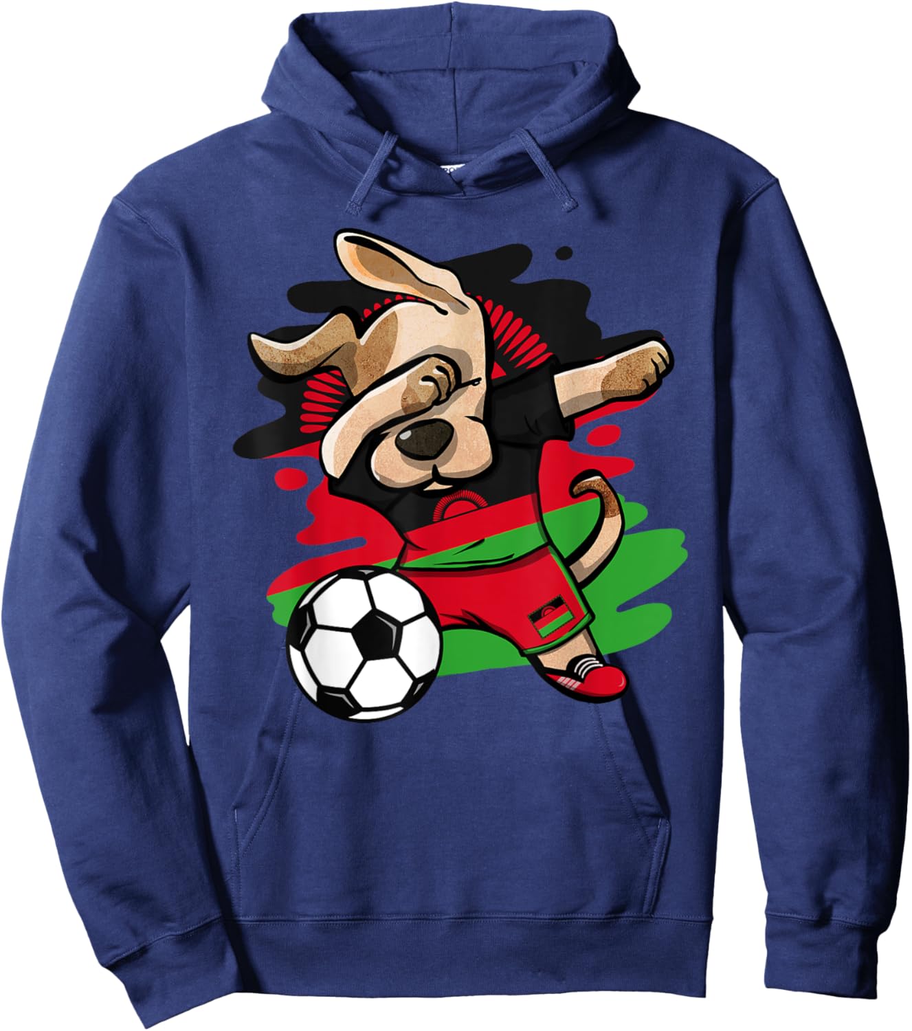 Dabbing Dog Malawi Soccer Fans Jersey Malawian Flag Football Women Girls Kids Hoodie - Hoodie | Navy
