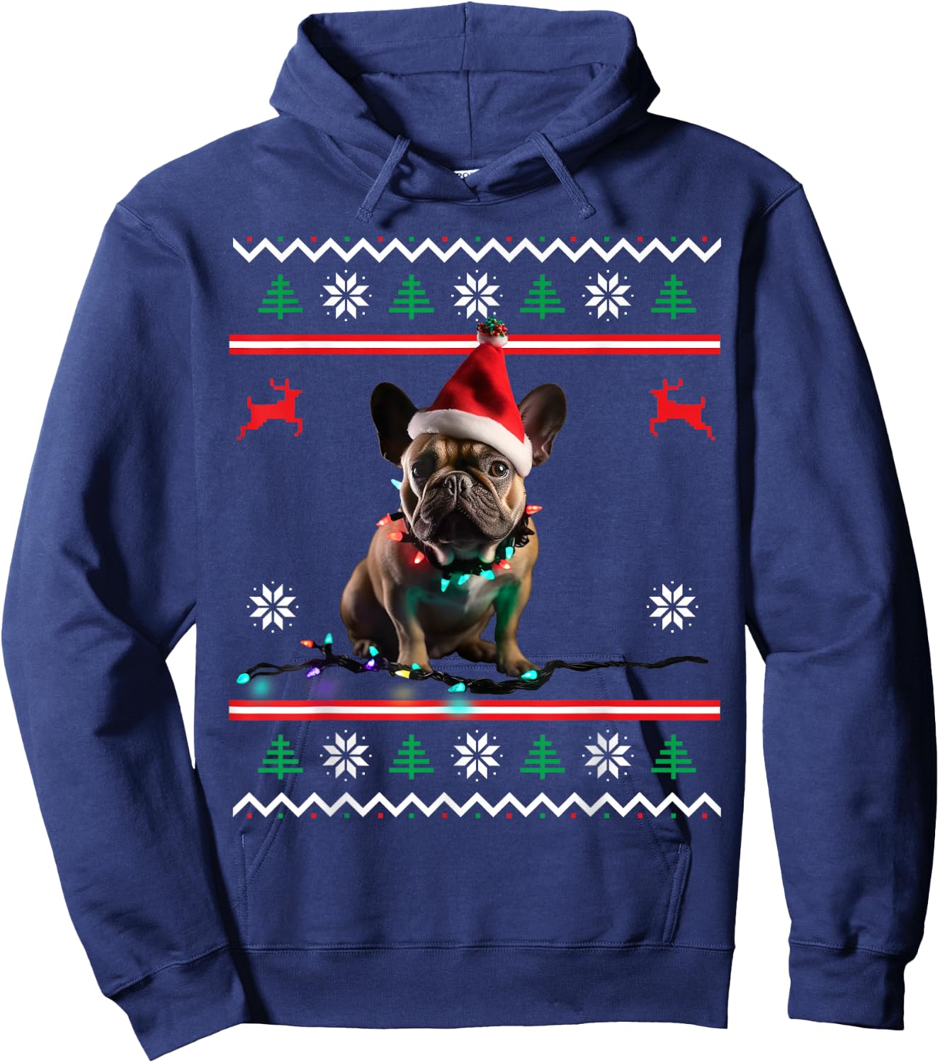 Frenchie Dog Ugly Christmas Hoodie - Hoodie | Navy