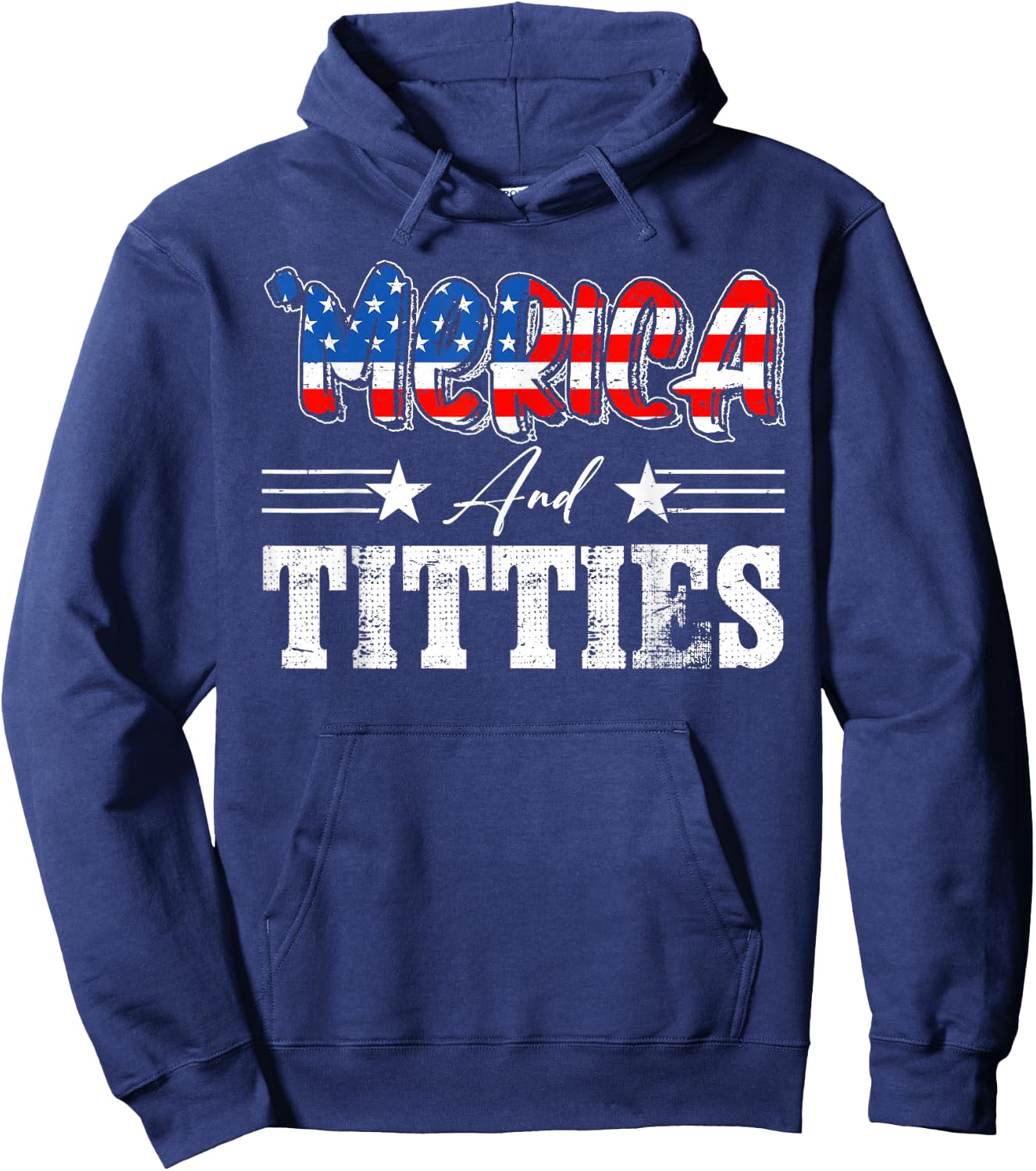 Merica And Titties American Flag 4th Of July Indepedence Day Women Men Hoodie - Hoodie | Navy