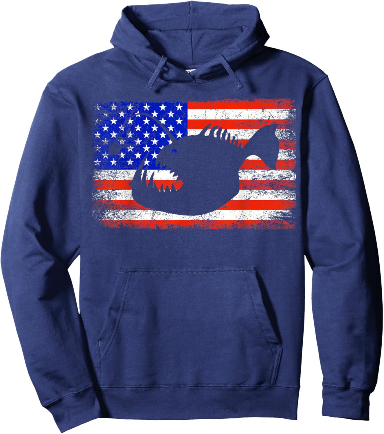 Angler Fish American Flag Anglerfish Hoodie - Hoodie | Navy
