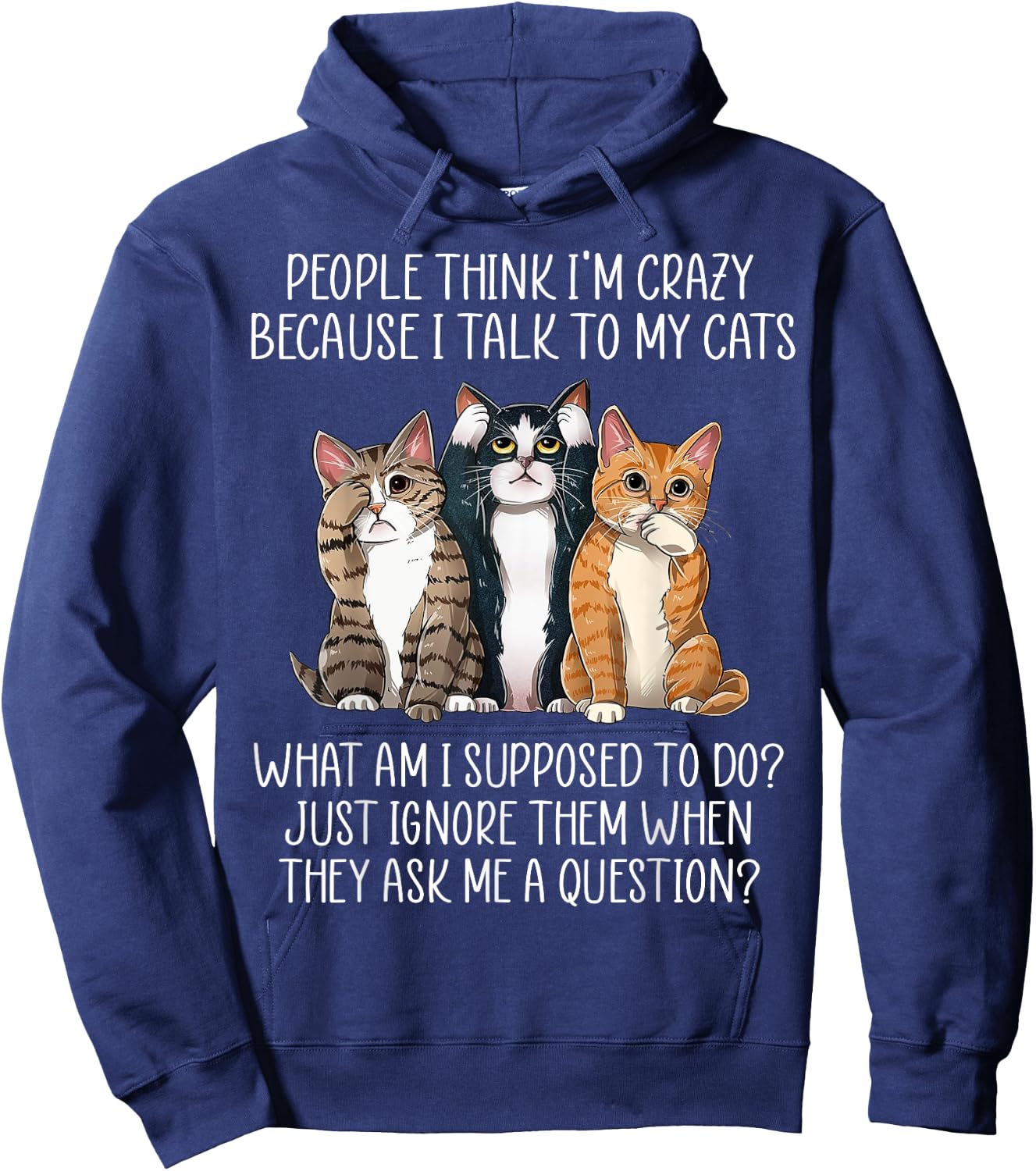 People Think I'm Crazy Because I Talk To My Cats Hoodie - Hoodie | Navy