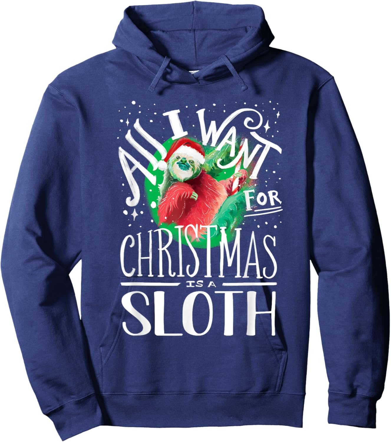 Sloth Christmas Santa Hat Xmas Sloth Lover Hoodie - Hoodie | Navy