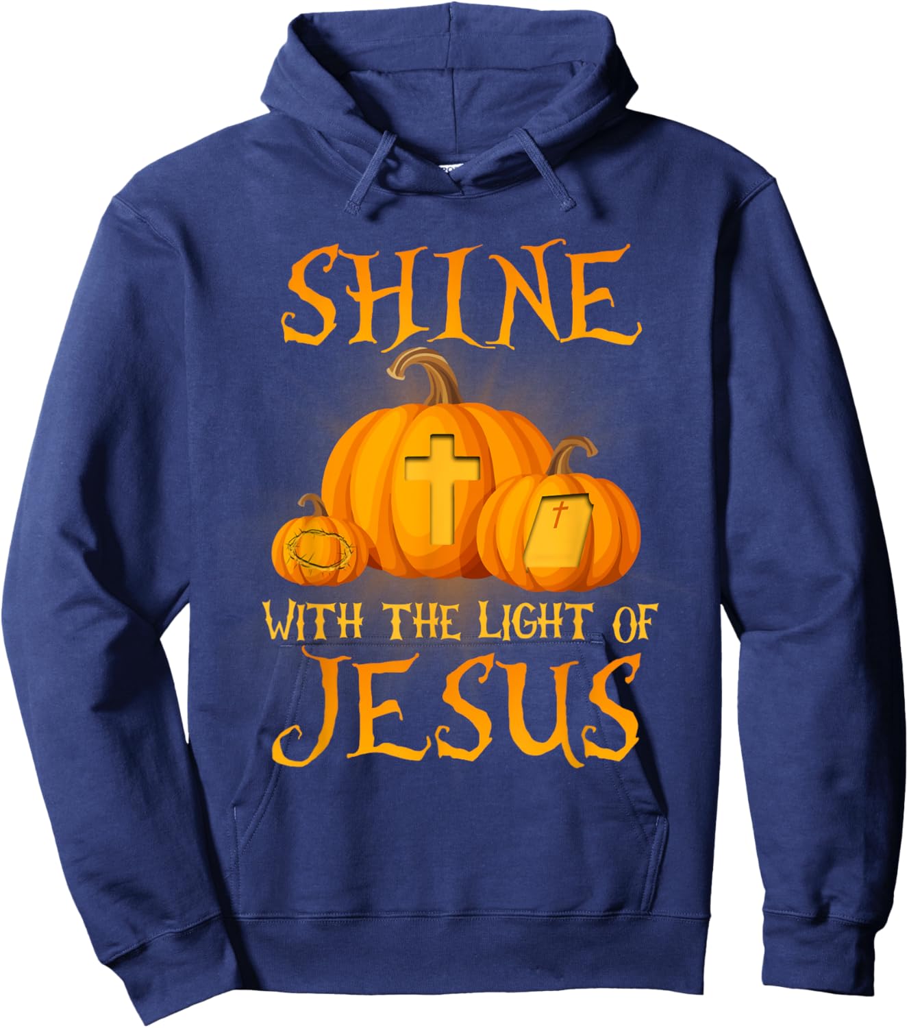Shine With The Light Of Jesus Christian Halloween Pumpkin Hoodie - Hoodie | Navy