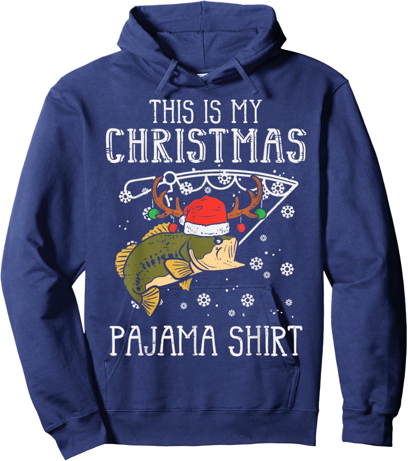 This Is My Christmas Pajama Shirt Fishing Xmas Dad Men Hoodie - Hoodie | Navy