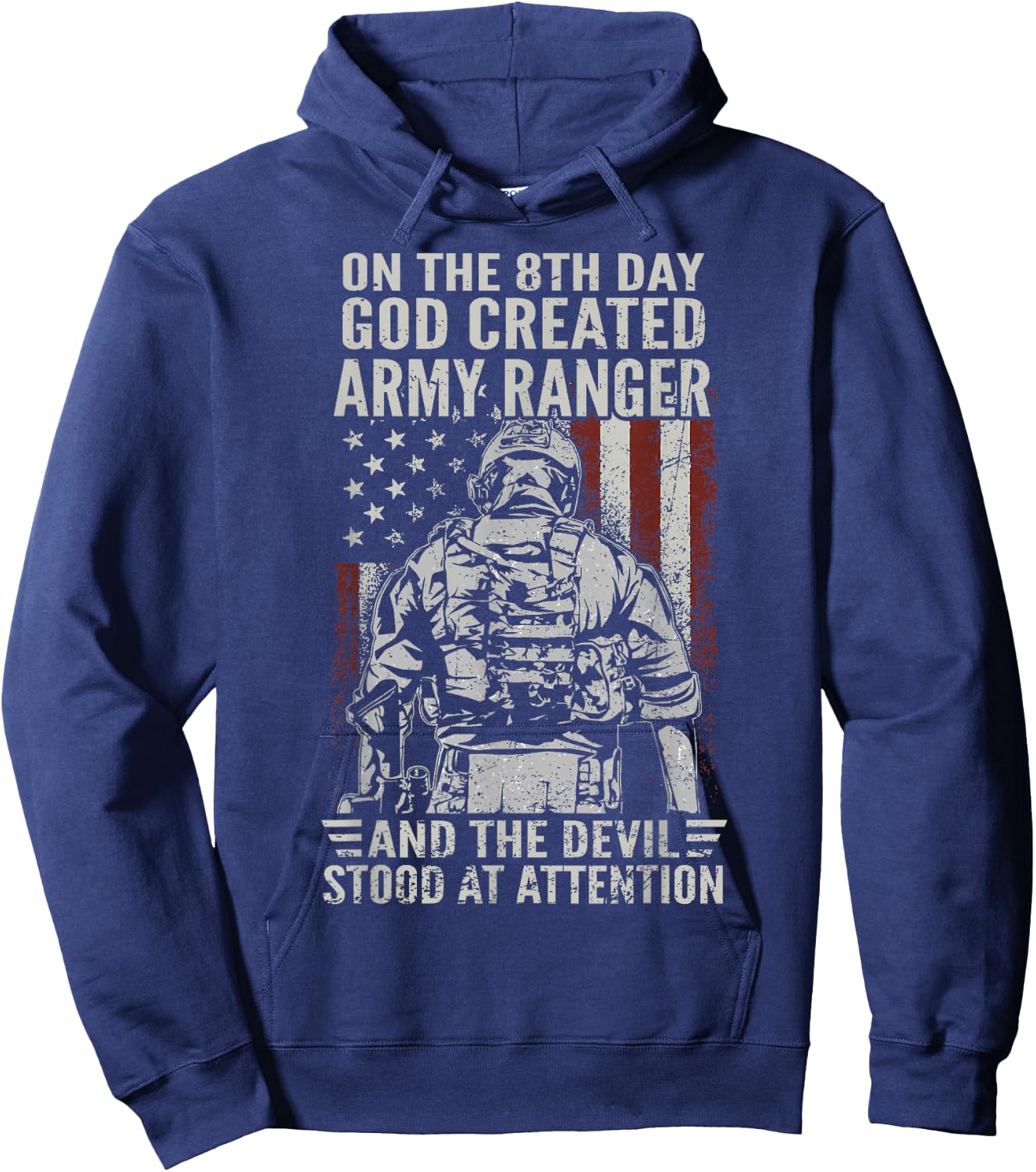 On 8th Day God Created US Army Ranger Veteran Flag USA Hoodie - Hoodie | Navy