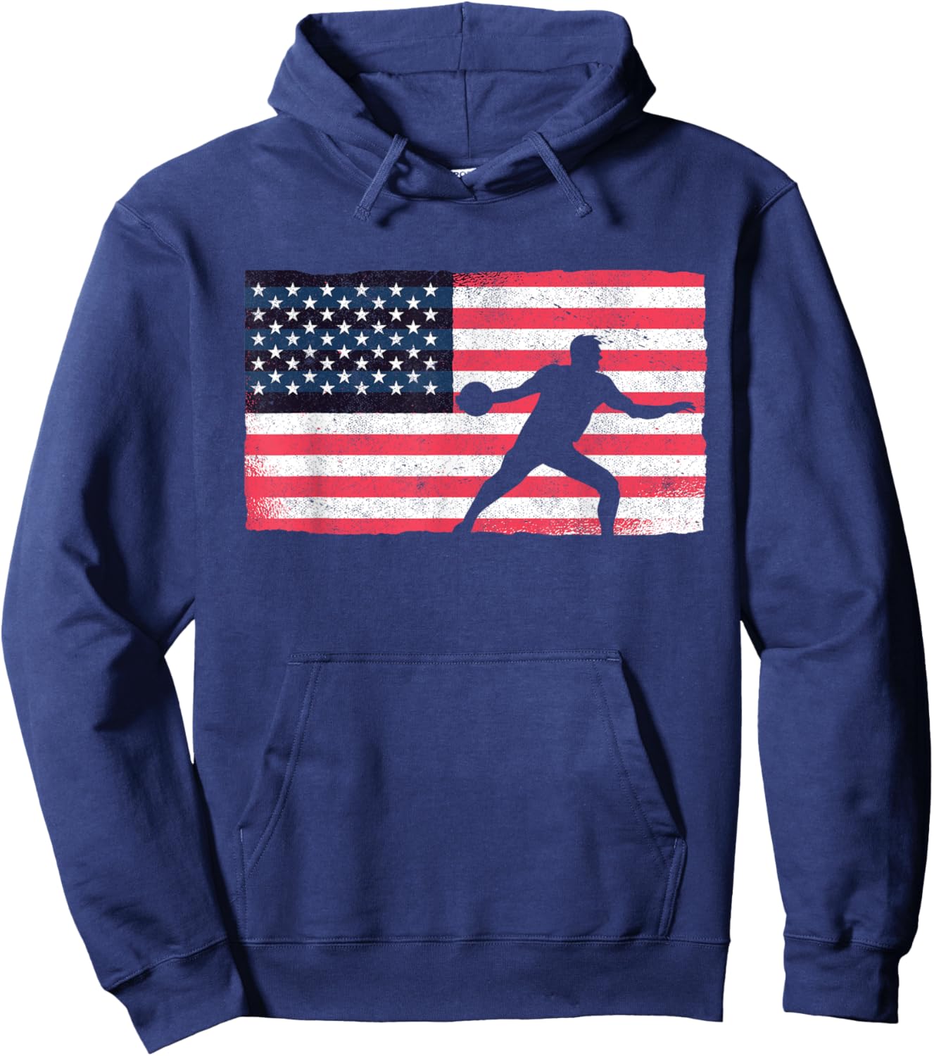 Discus Thrower American Flag Track And Field Throwing Discus Hoodie - Hoodie | Navy