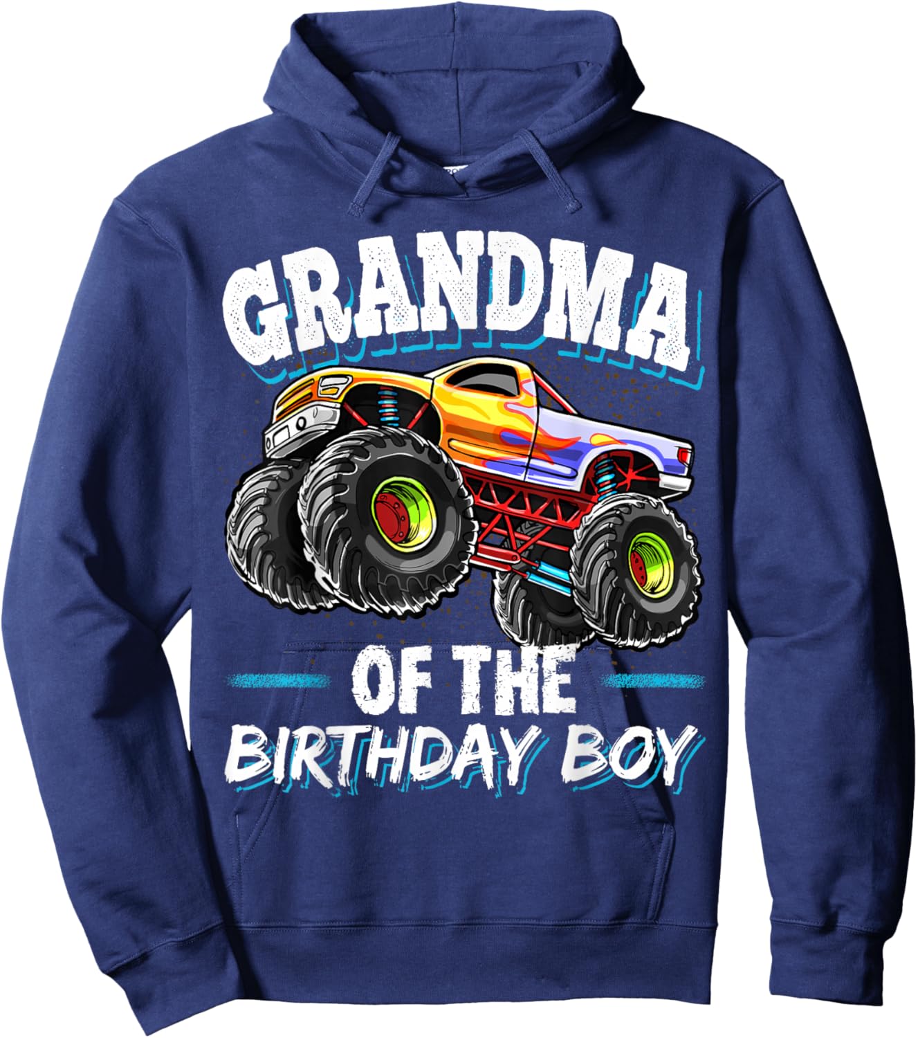 Grandma of the Birthday Boy Monster Truck Birthday Party Hoodie - Hoodie | Navy