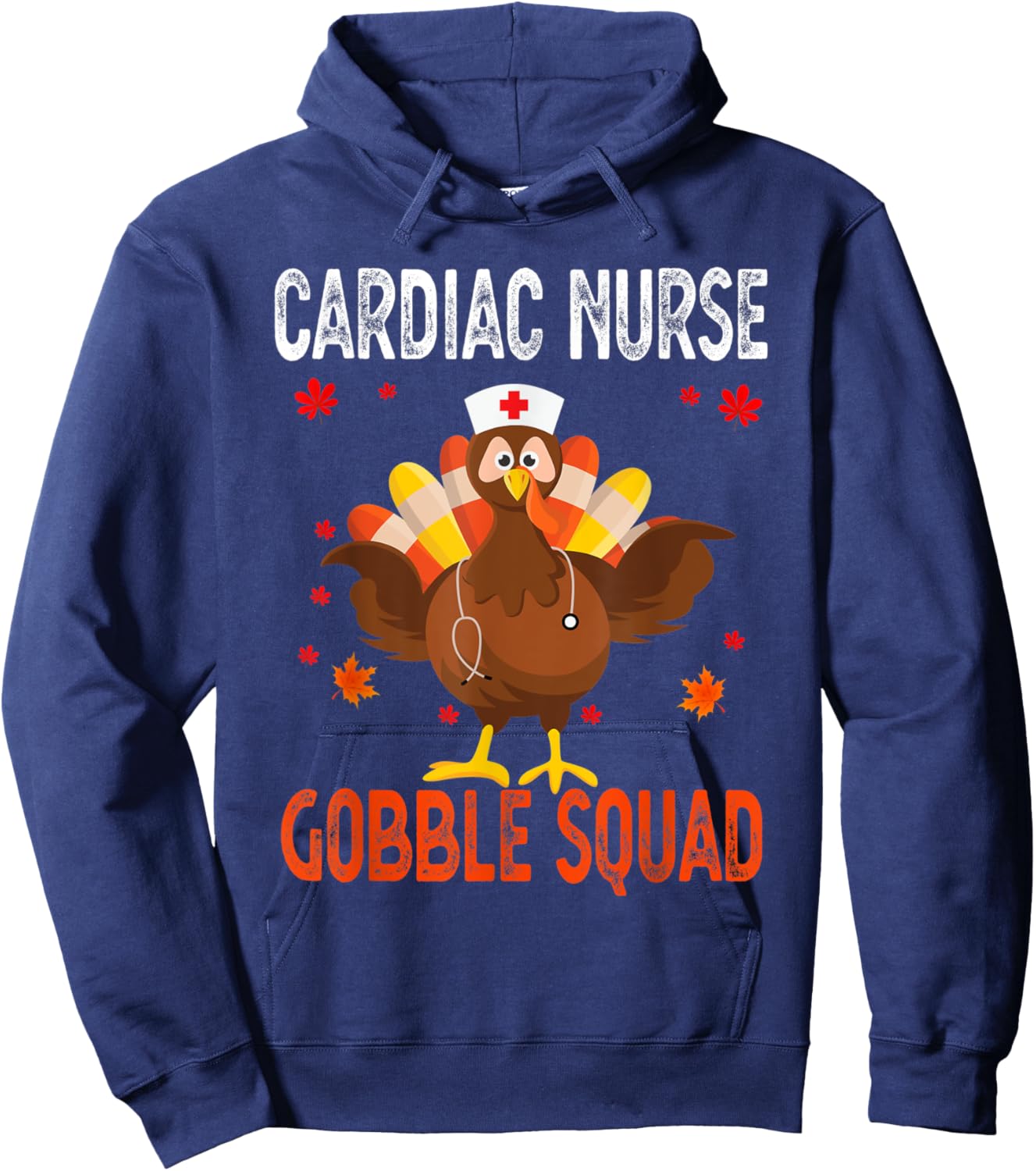 Cardiac Nurse Gobble Squad Thanksgiving Turkey Hoodie - Hoodie | Navy