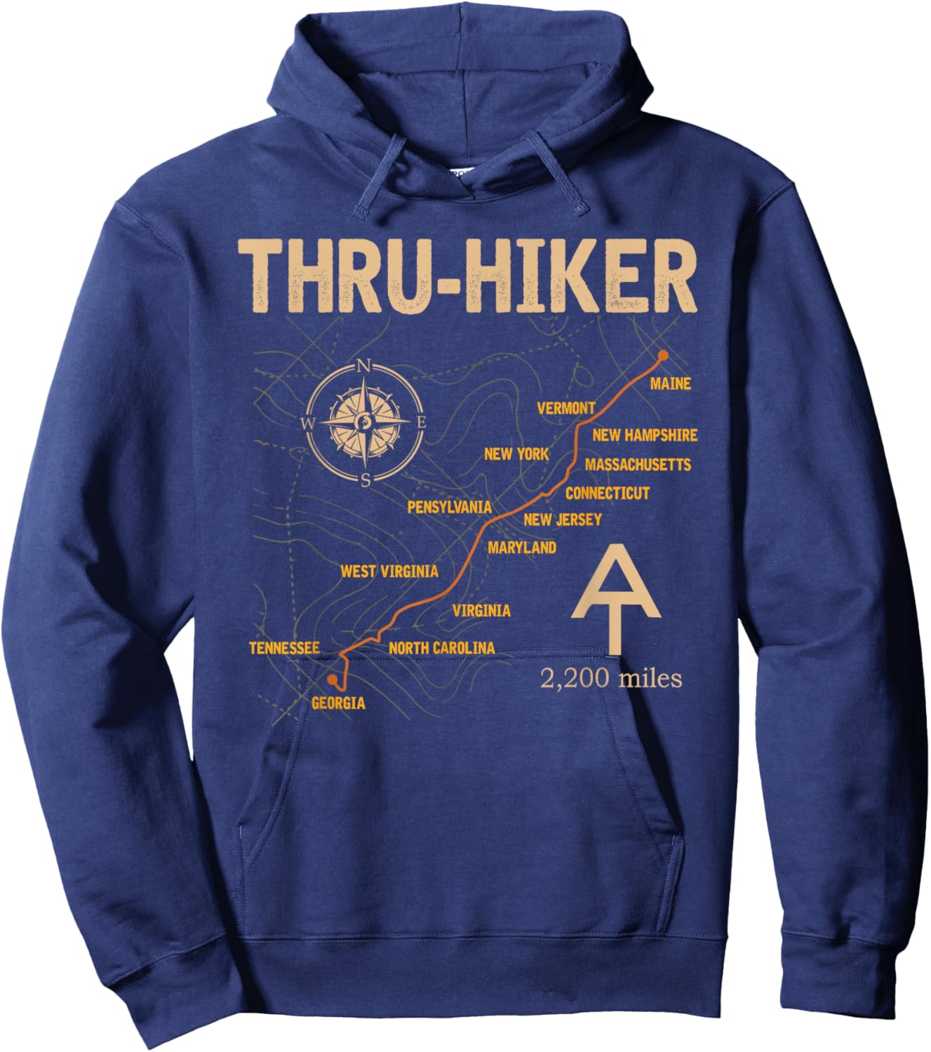 Thruh Hiker, Appalachian Trail Hiking Hoodie - Hoodie | Navy