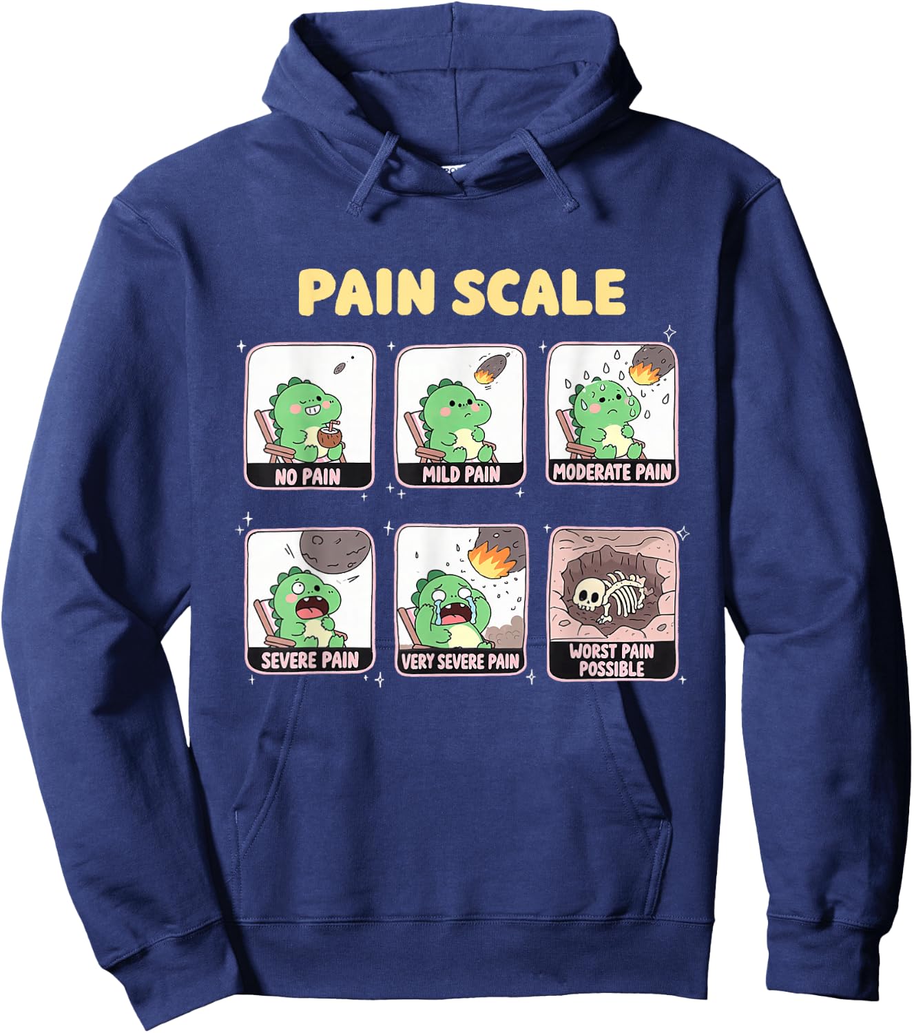 Pain Scale Trauma Nurse Dinosaur Funny Nursing School Women Hoodie - Hoodie | Navy