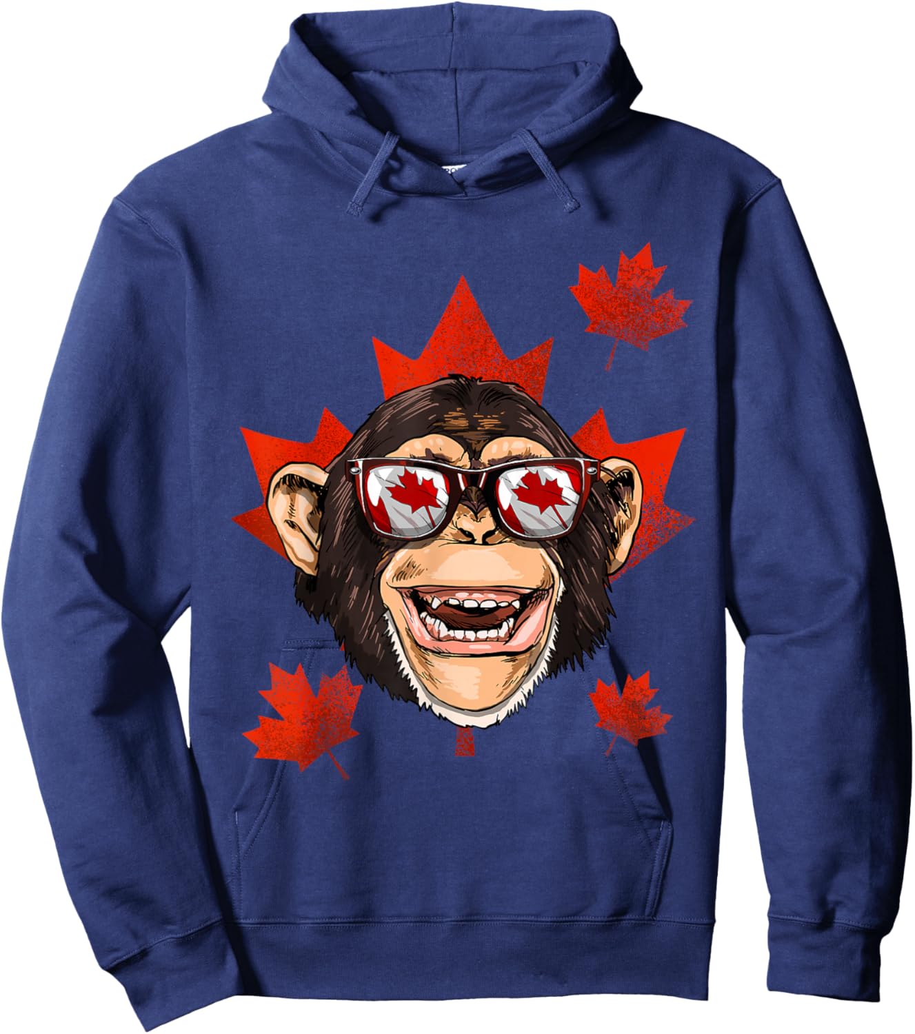 Canadian Monkey Maple Leaf Patriotic Canada Flag Hoodie - Hoodie | Navy
