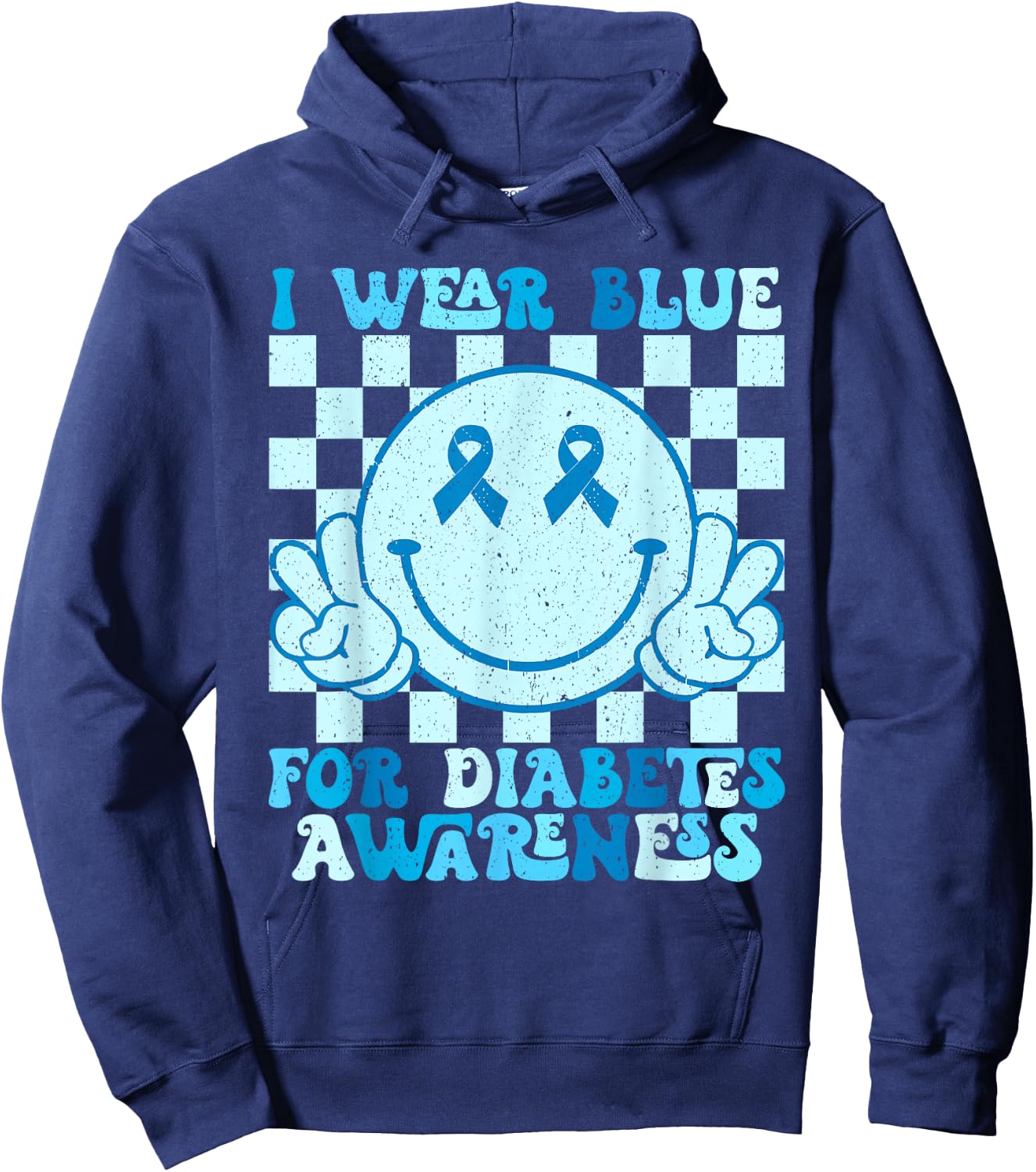 I Wear Blue for Diabetes Awareness Month Smile Face Diabetic Hoodie - Hoodie | Navy