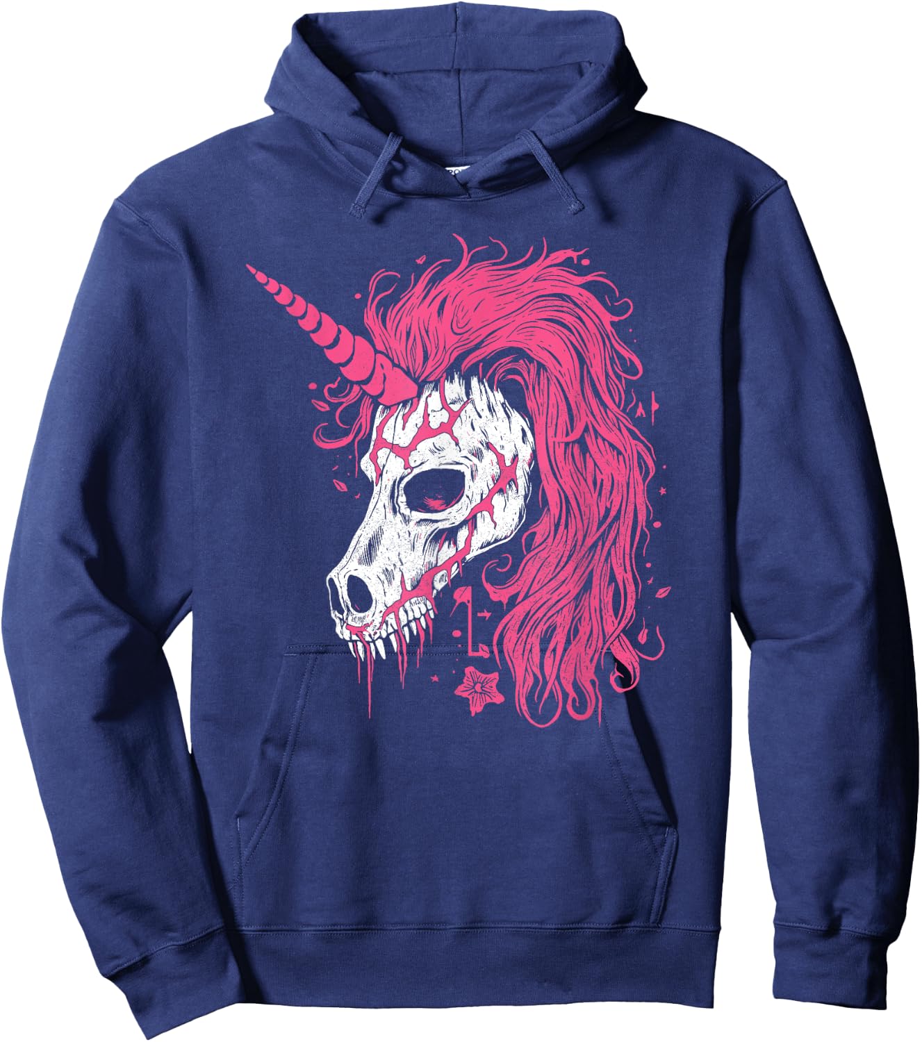 Awesome Unicorn Skeleton Skull Gothic Spooky Pink Halloween Hoodie - Hoodie | Navy