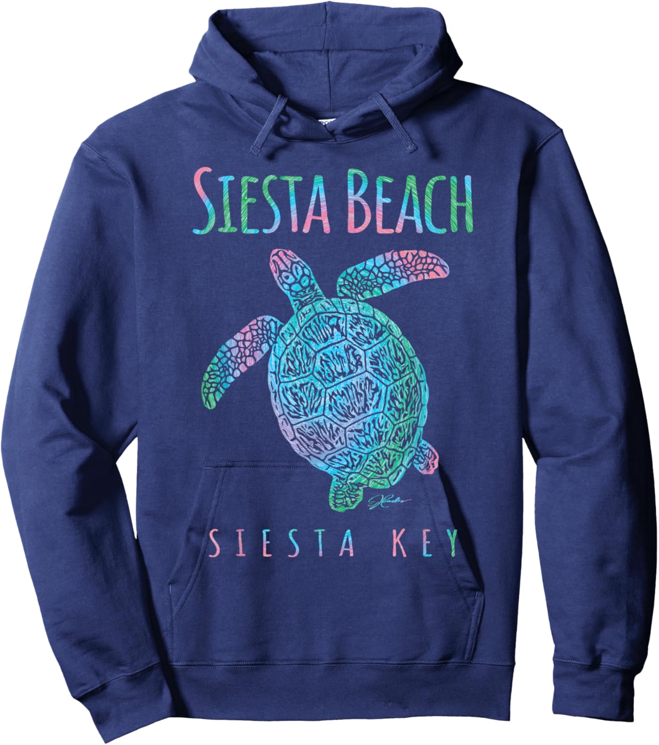 JCombs Siesta Beach Florida Sea Turtle Hoodie - Hoodie | Navy