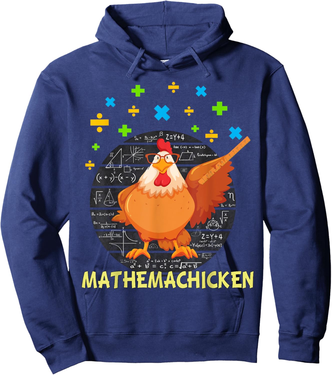 Mathemachicken shirt teacher Math Lovers Funny chicken Hoodie - Hoodie | Navy