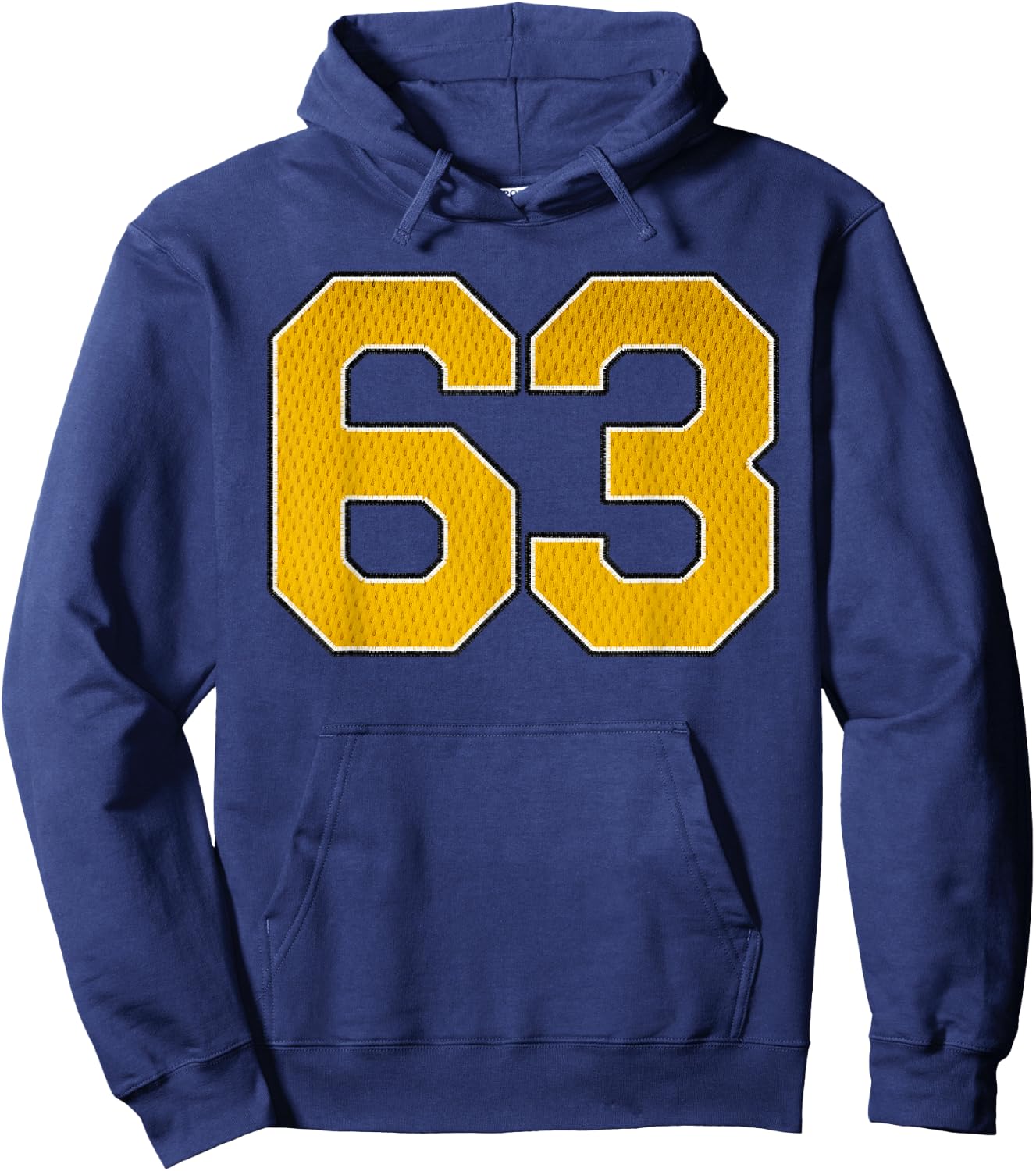 Gold Number 63 Athlete Sports Jersey Supporter Fanwear Hoodie - Hoodie | Navy
