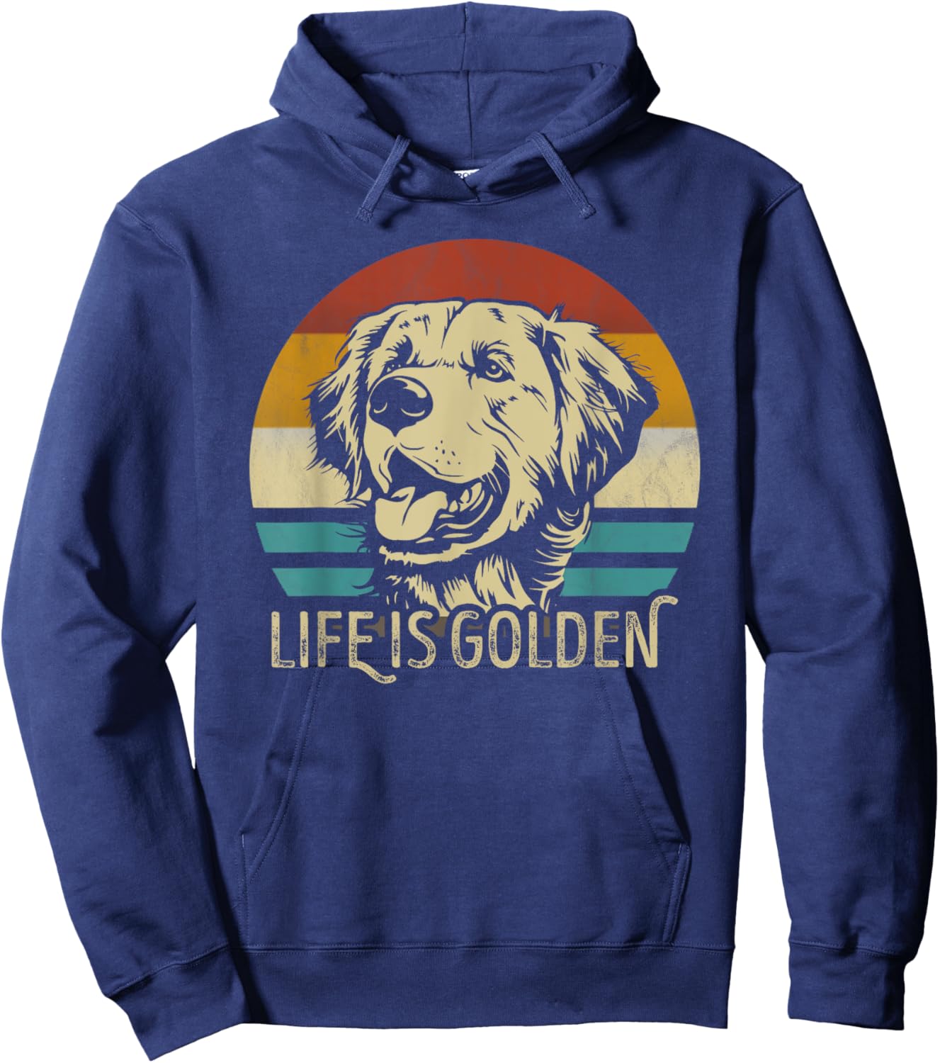Golden Retriever Dog Life is golden retro vintage Women Girls Kids Hoodie - Hoodie | Navy