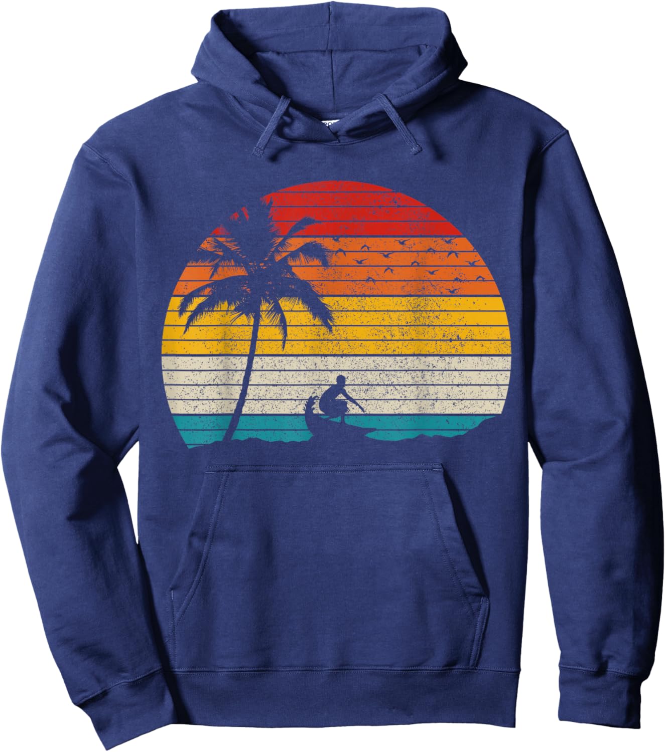 Vintage Surfer Retro Surfing Beach Surf Hoodie - Hoodie | Navy