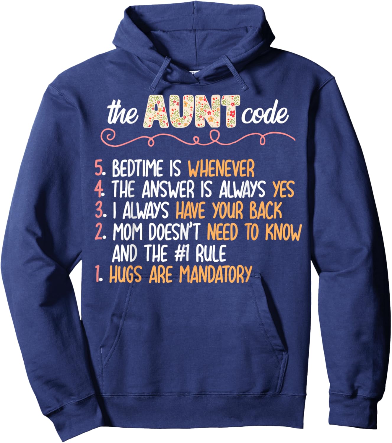 The Aunt Code Funny Aunt Lover Auntie Hoodie - Hoodie | Navy
