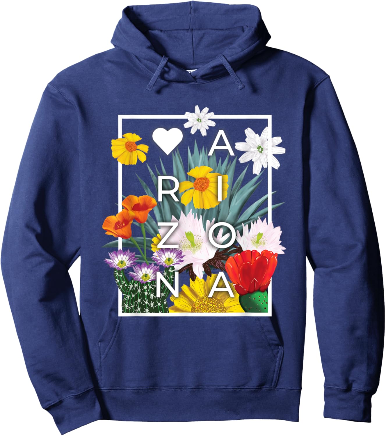 Flowers of Arizona Word Art - Arizonan Pride Hoodie - Hoodie | Navy