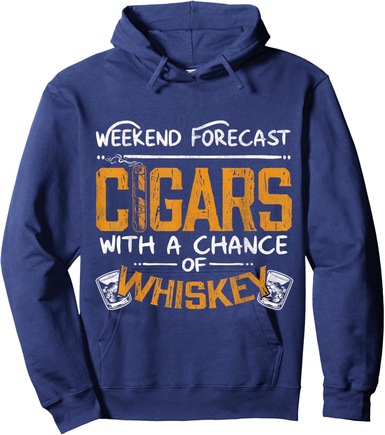 Funny Cigar and Whiskey Lover Graphic Women Men Cigar Fan Hoodie - Hoodie | Navy