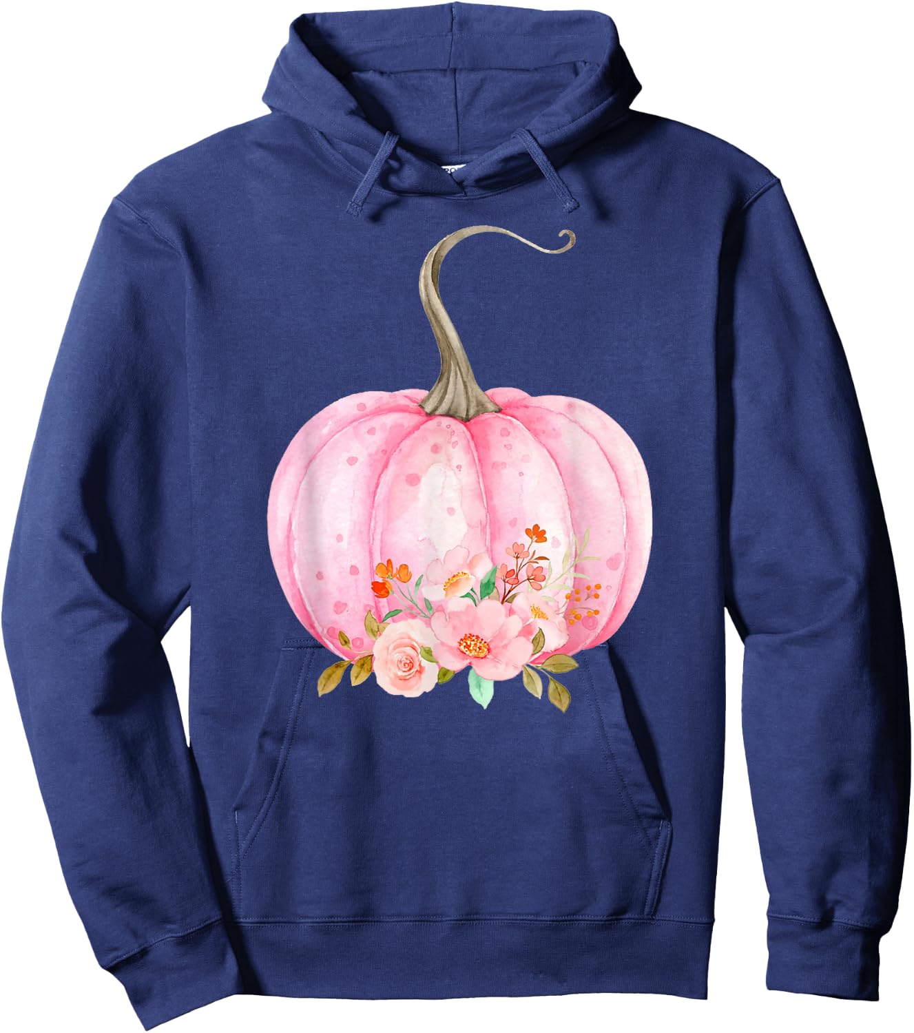 Pink Pumpkin Watercolor Pumpkin Sublimation Thanksgiving Hoodie - Hoodie | Navy