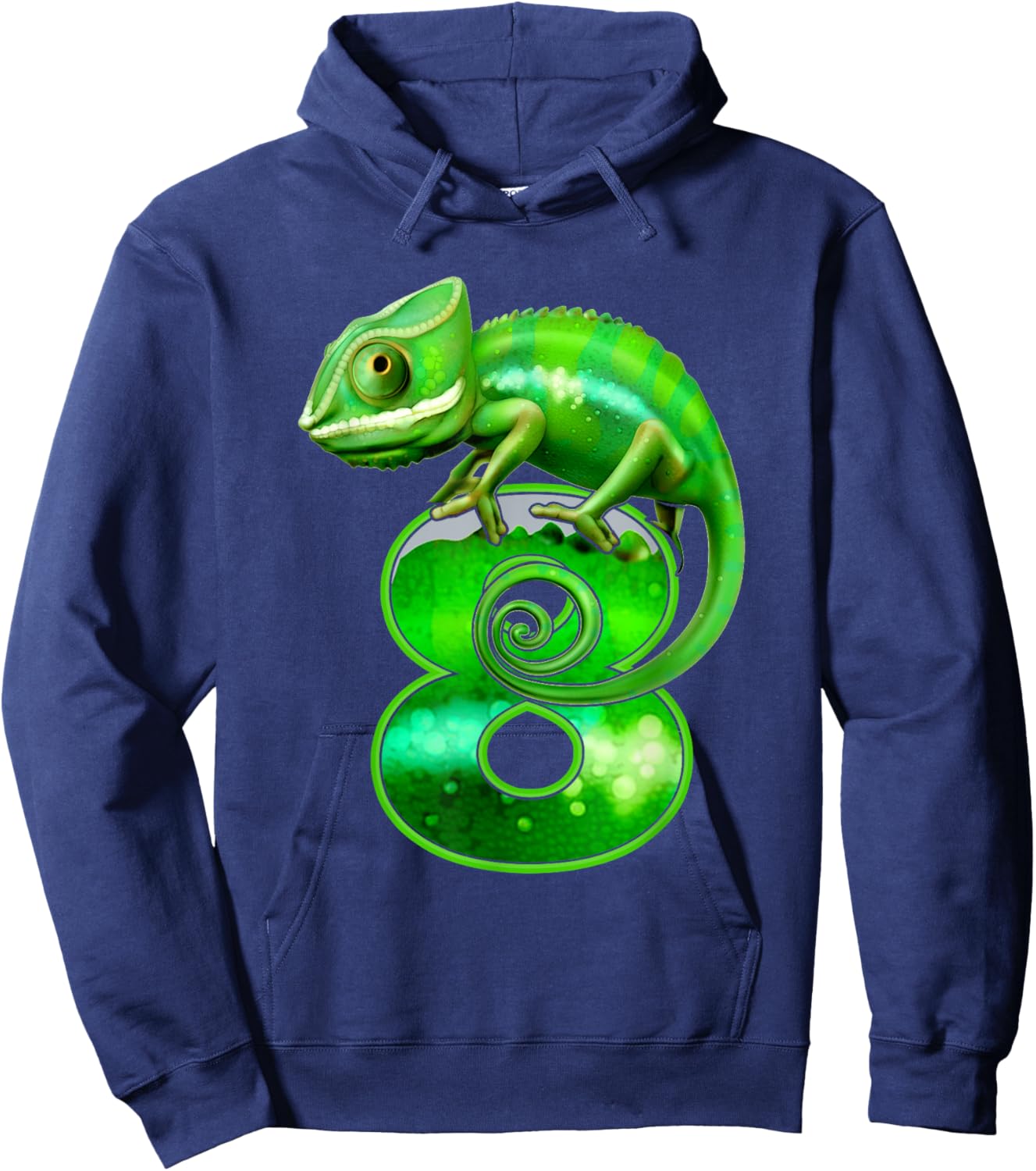 Kids 8 Years Old Lizard 8th Birthday Party Chameleon Hoodie - Hoodie | Navy