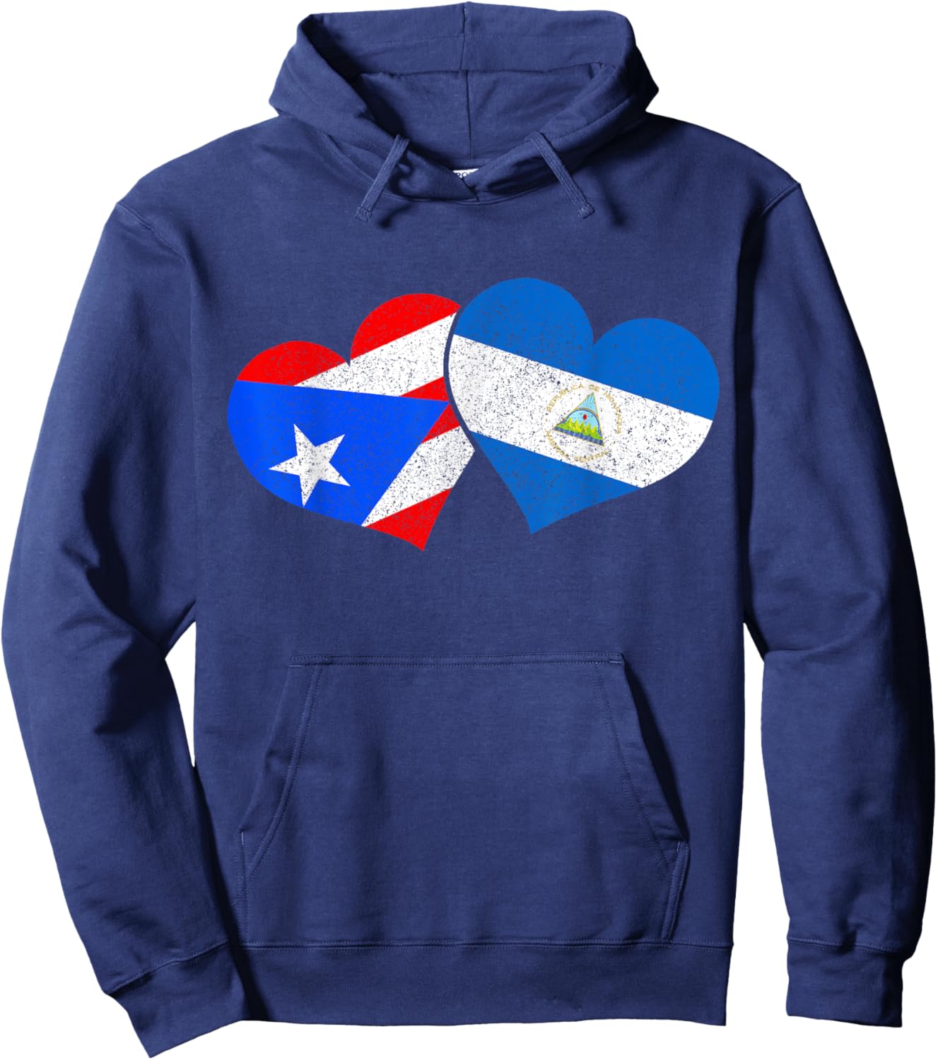 Puerto Rico Nicaragua Nica Heritage Puerto Rican Flag Hoodie - Hoodie | Navy