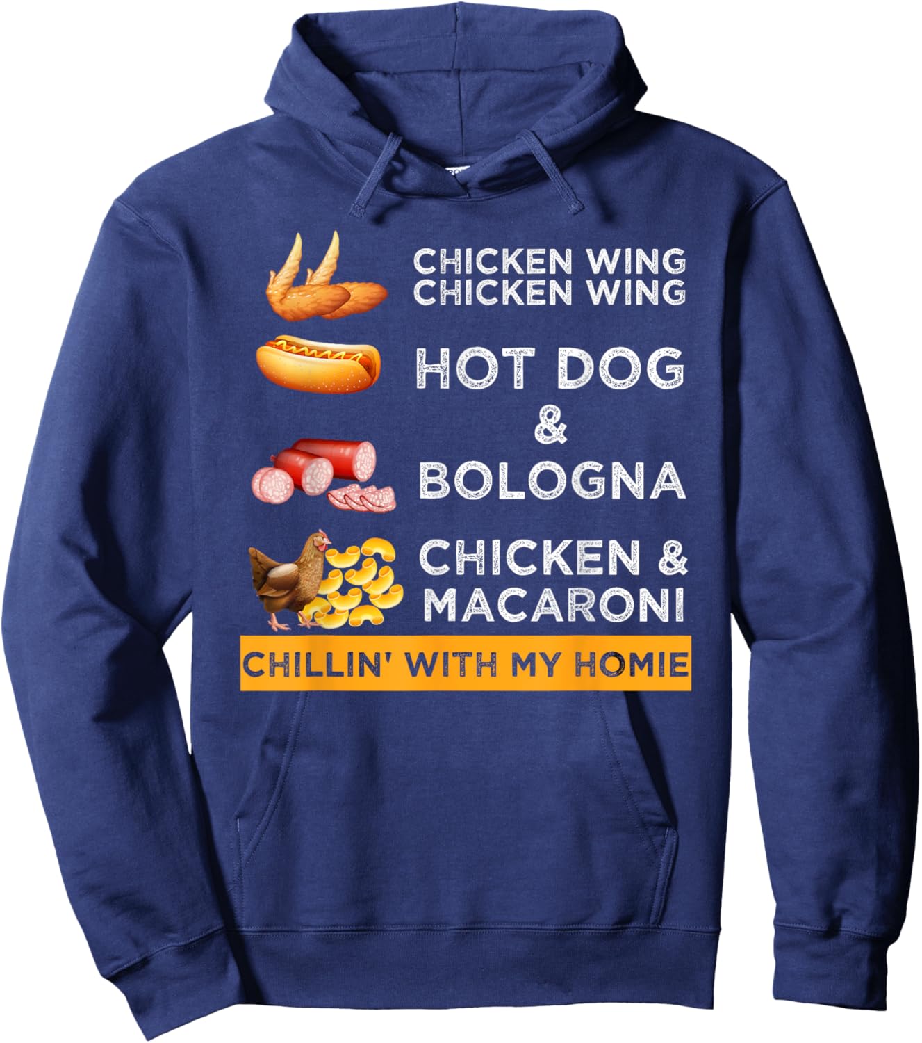 Chicken Wing Chicken Wing Hotdog and Bologna Funny Hoodie - Hoodie | Navy