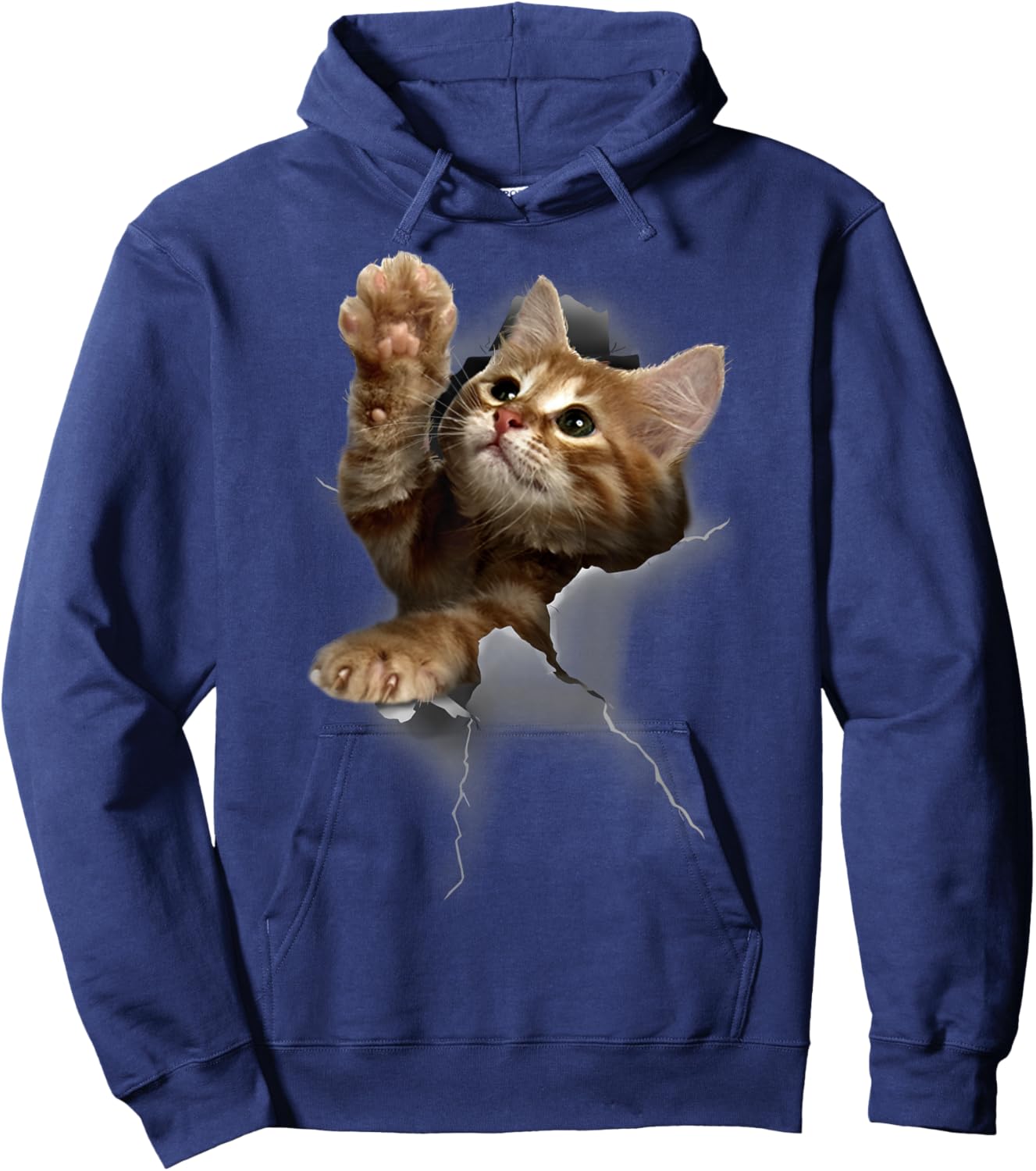 Lovely Kitten Cracked Wall Cats Shirt Gifts Hoodie - Hoodie | Navy