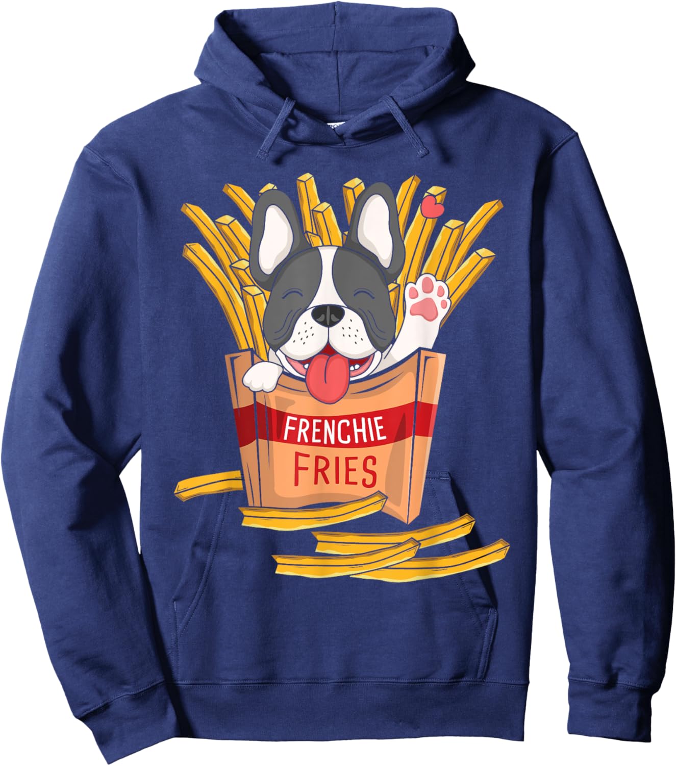 Frenchie Fries - French Bulldog Fast Food French Fries Lover Men Women Kids Hoodie - Hoodie | Navy