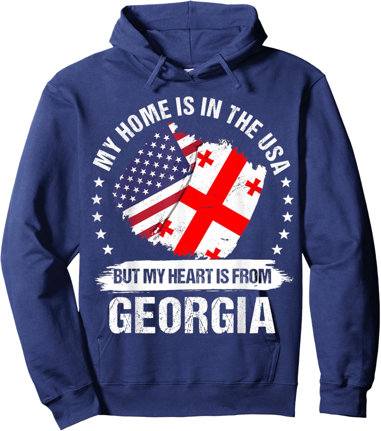 American Patriot Georgia Flag American Georgian Roots Hoodie - Hoodie | Navy