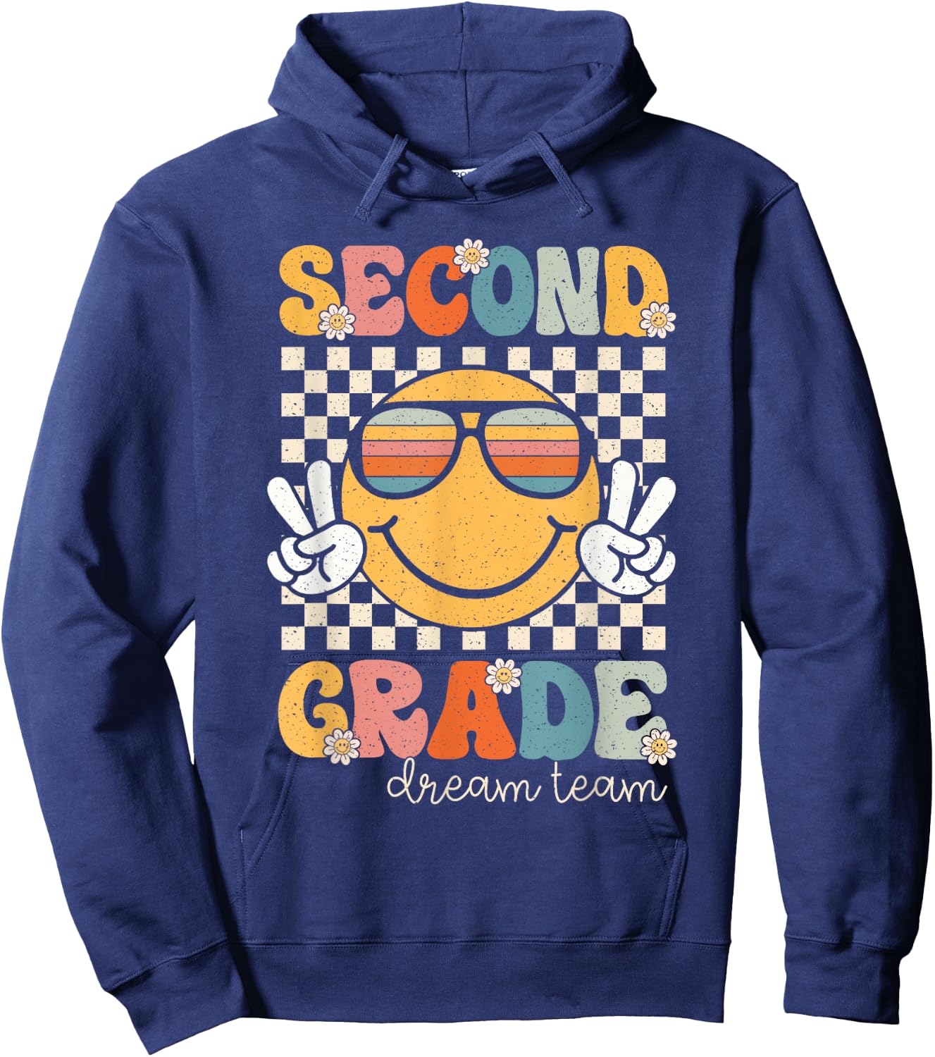 Second Grade Dream Team Smile Retro Back To School 2nd Grade Hoodie - Hoodie | Navy
