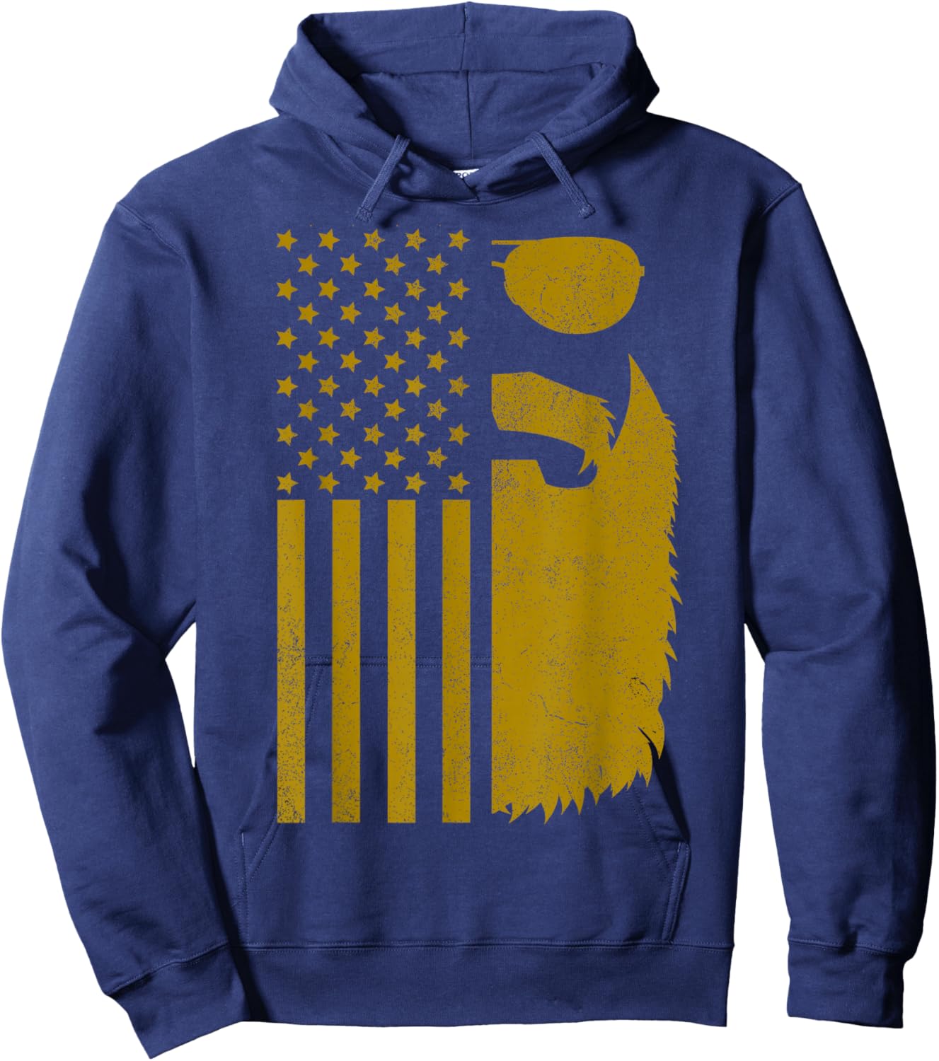 Patriotic US Flag Beard and Sunglasses with Beards Hoodie - Hoodie | Navy