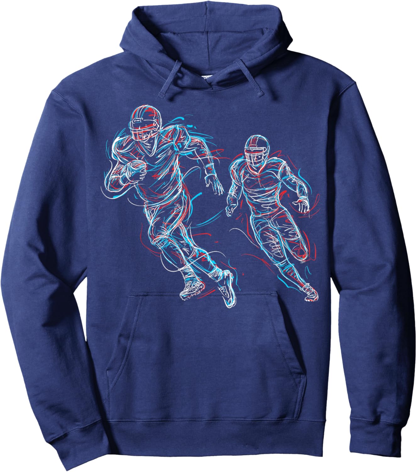 Abstract Art Football Player Running Hoodie - Hoodie | Navy